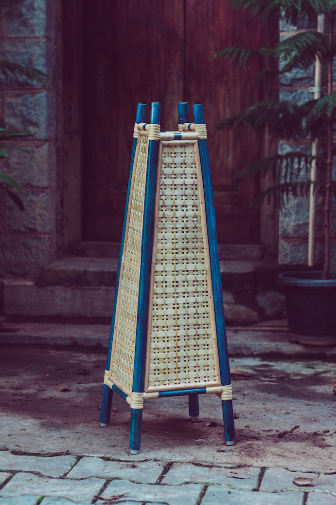 Golden woods Bamboo Floor Lamp (Blue-Natural)