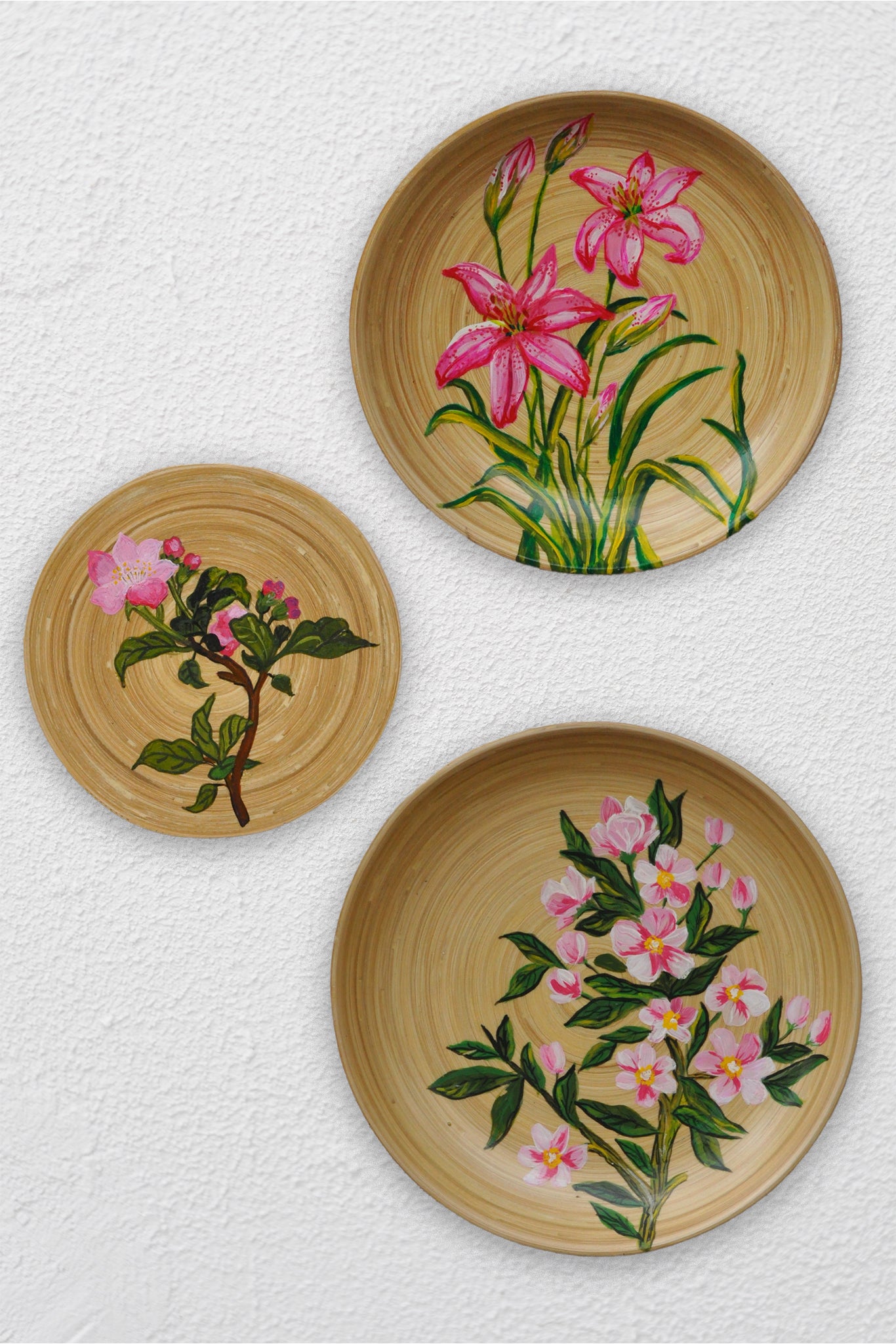 Hand-Painted Spun Bamboo Wall Plates L
