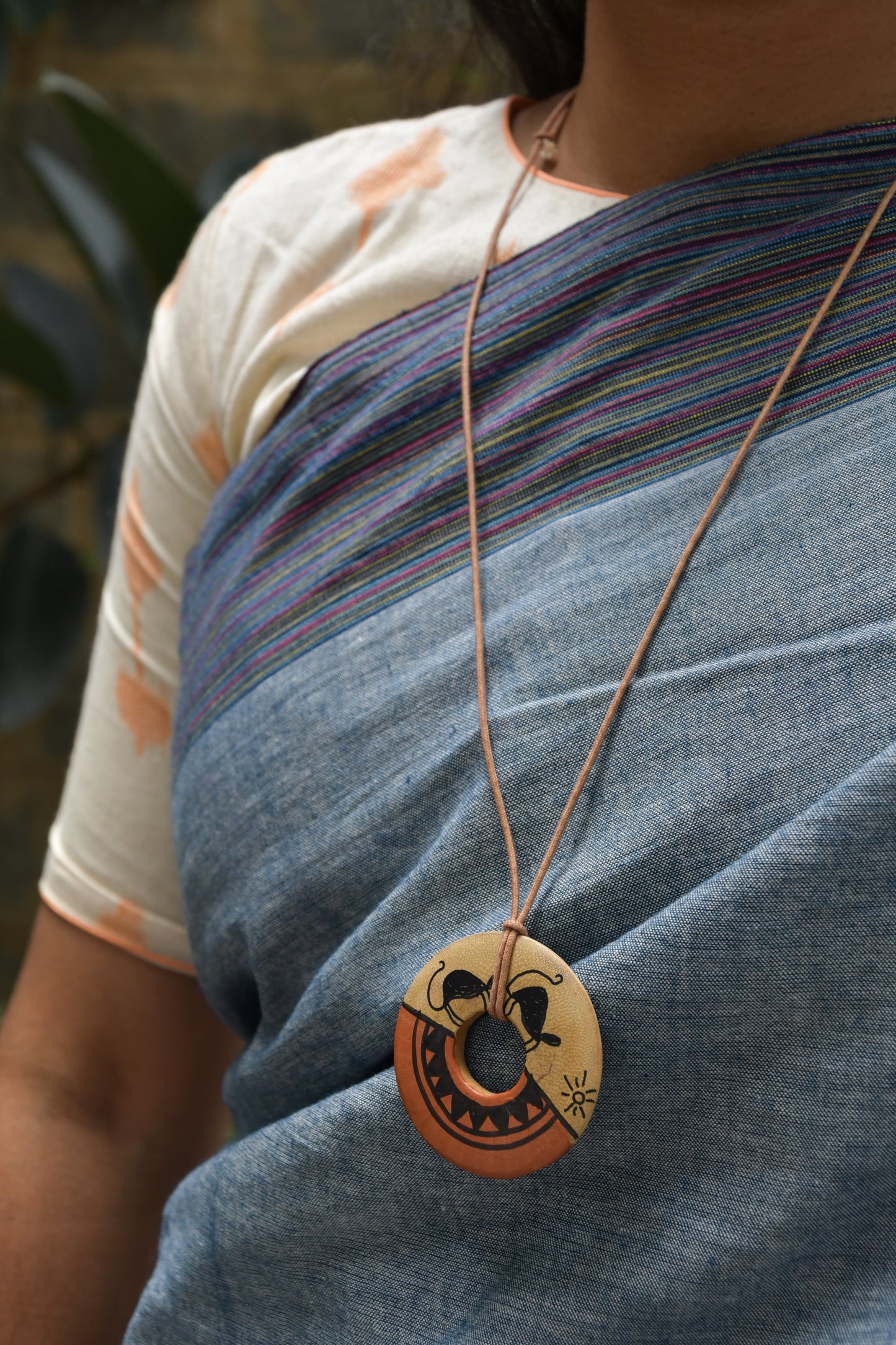 Bamboo Ring with Art Pendant