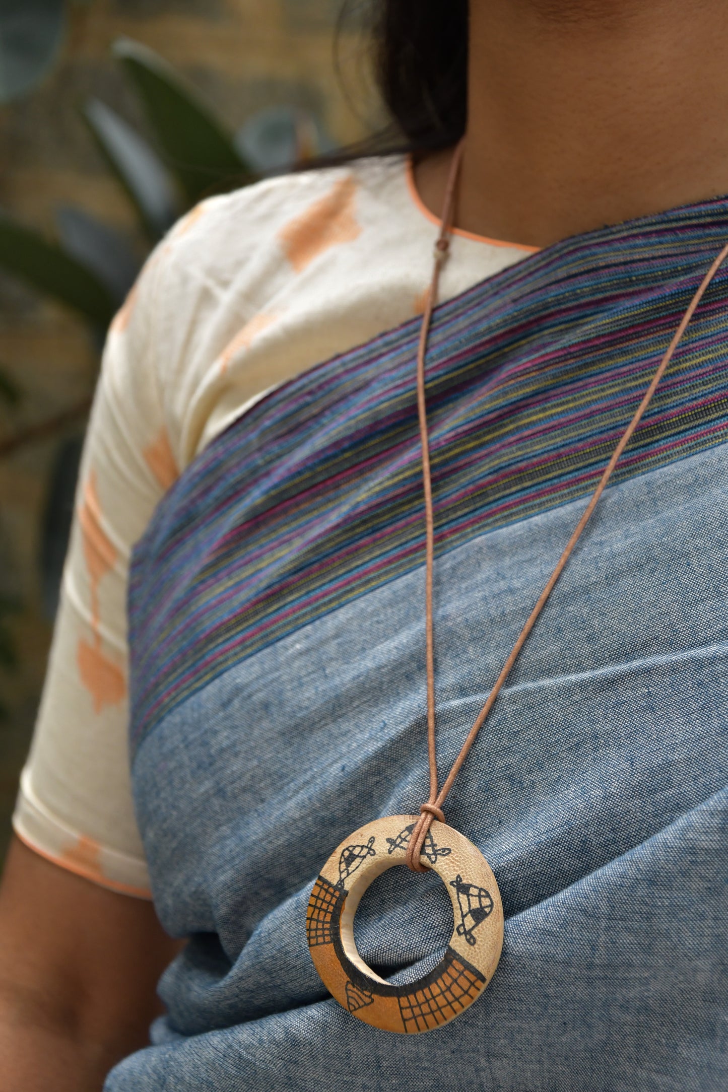 Bamboo Ring Pendant with Art