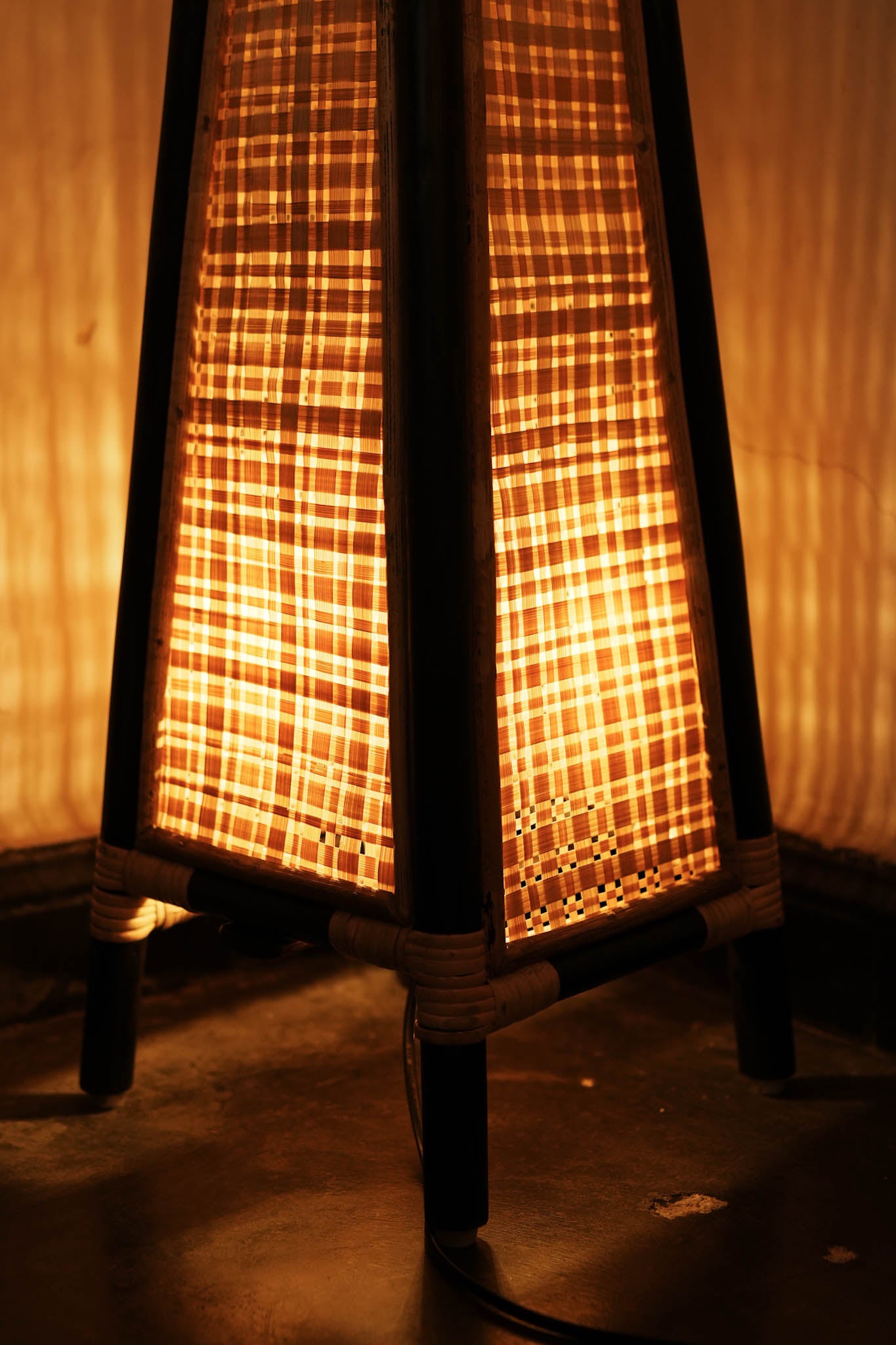 Golden woods Bamboo Floor Lamp (Black-Natural)