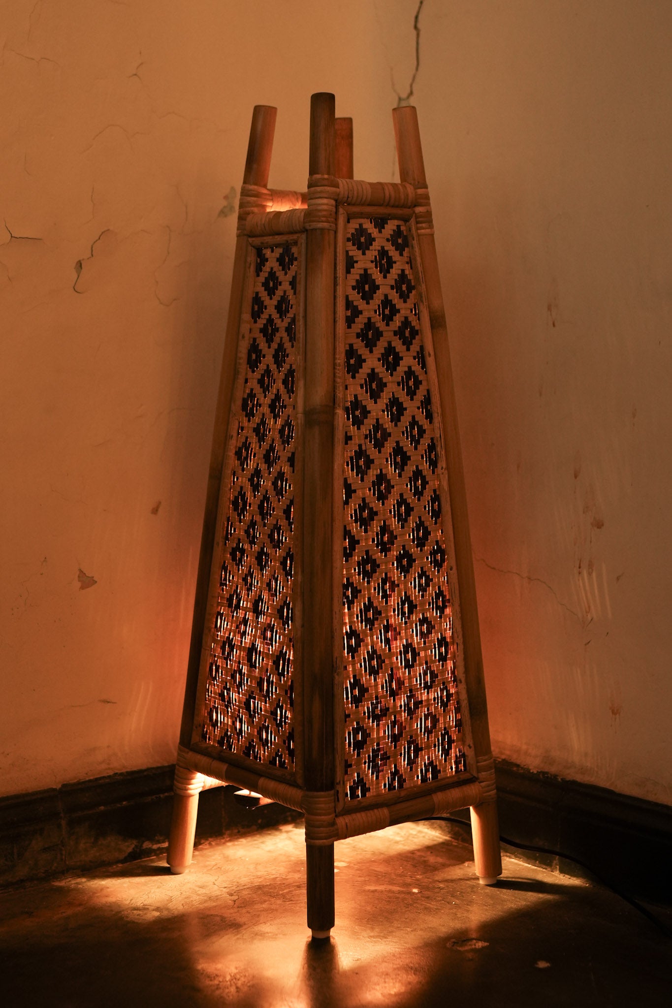 Golden woods Bamboo Floor Lamp (Natural-Purple)