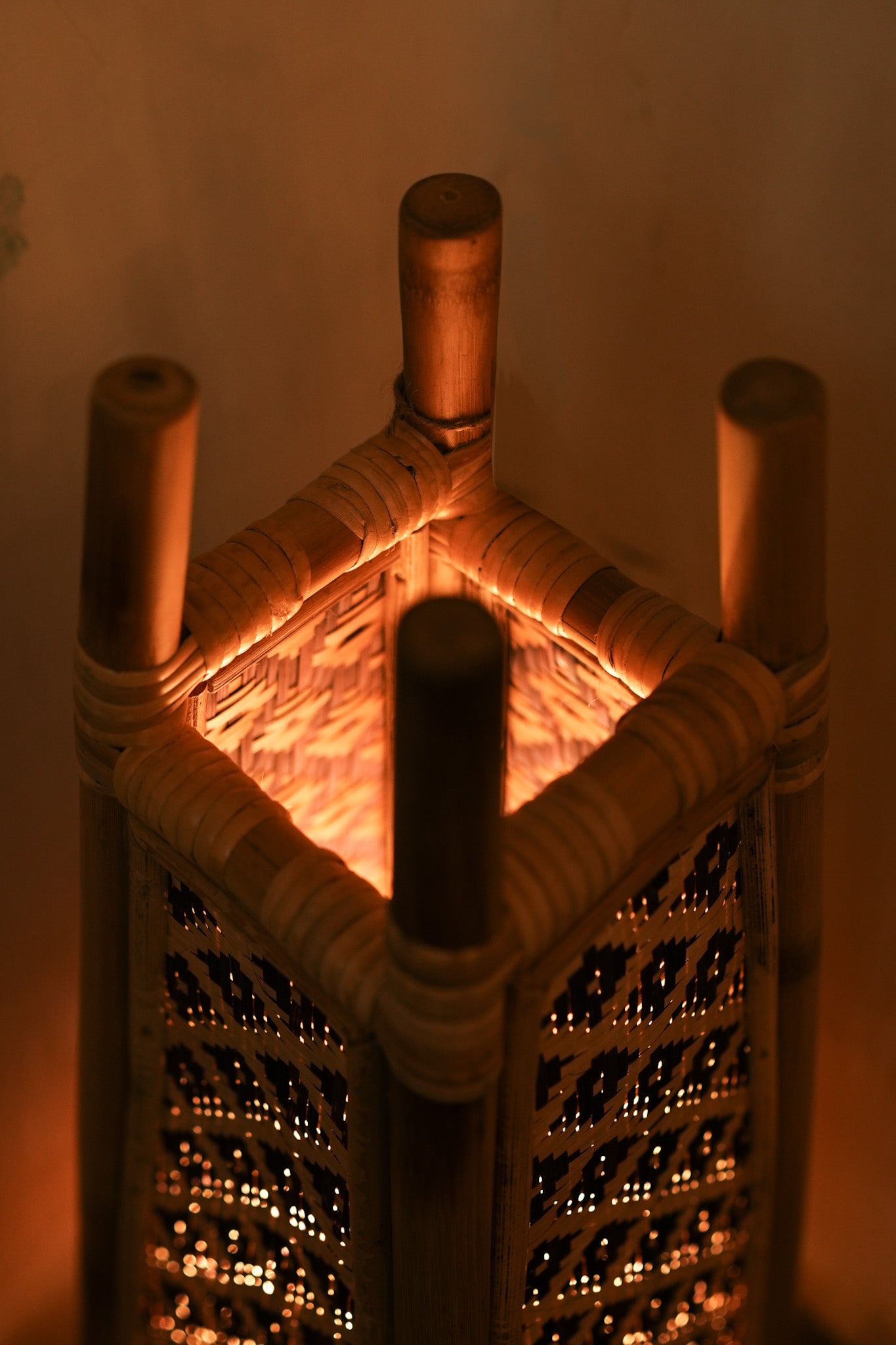 Golden woods Bamboo Floor Lamp (Natural-Purple)