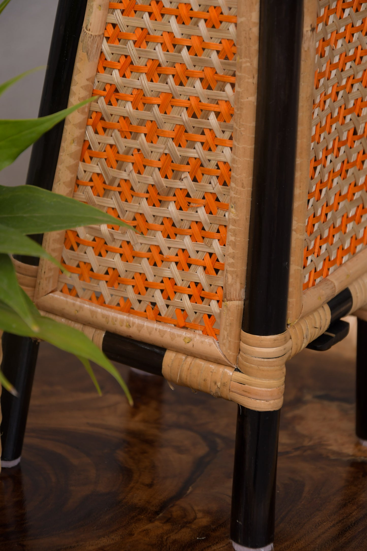 Golden Woods Bamboo Table Lamp - Orange Salmon