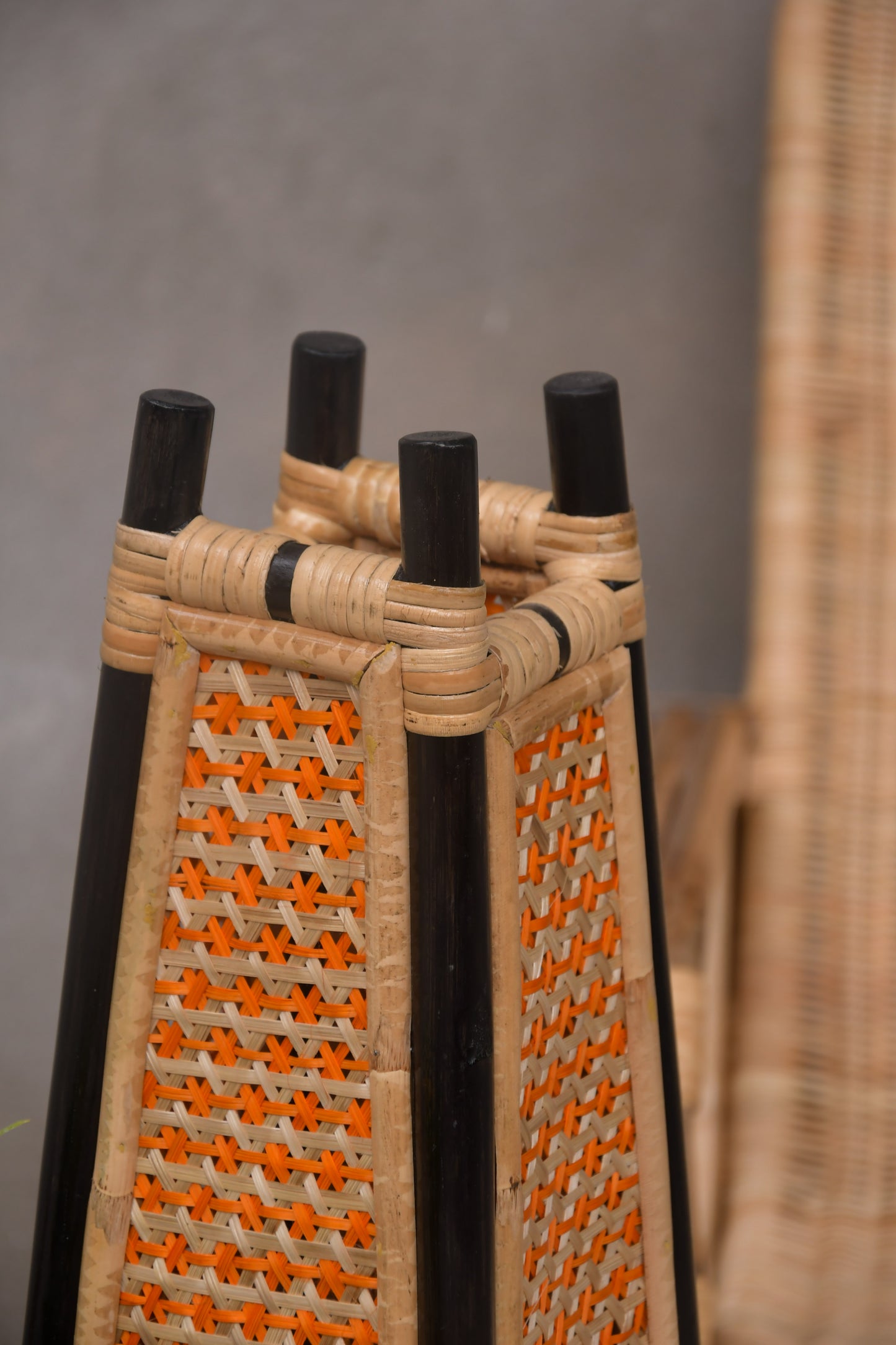 Golden Woods Bamboo Table Lamp - Orange Salmon