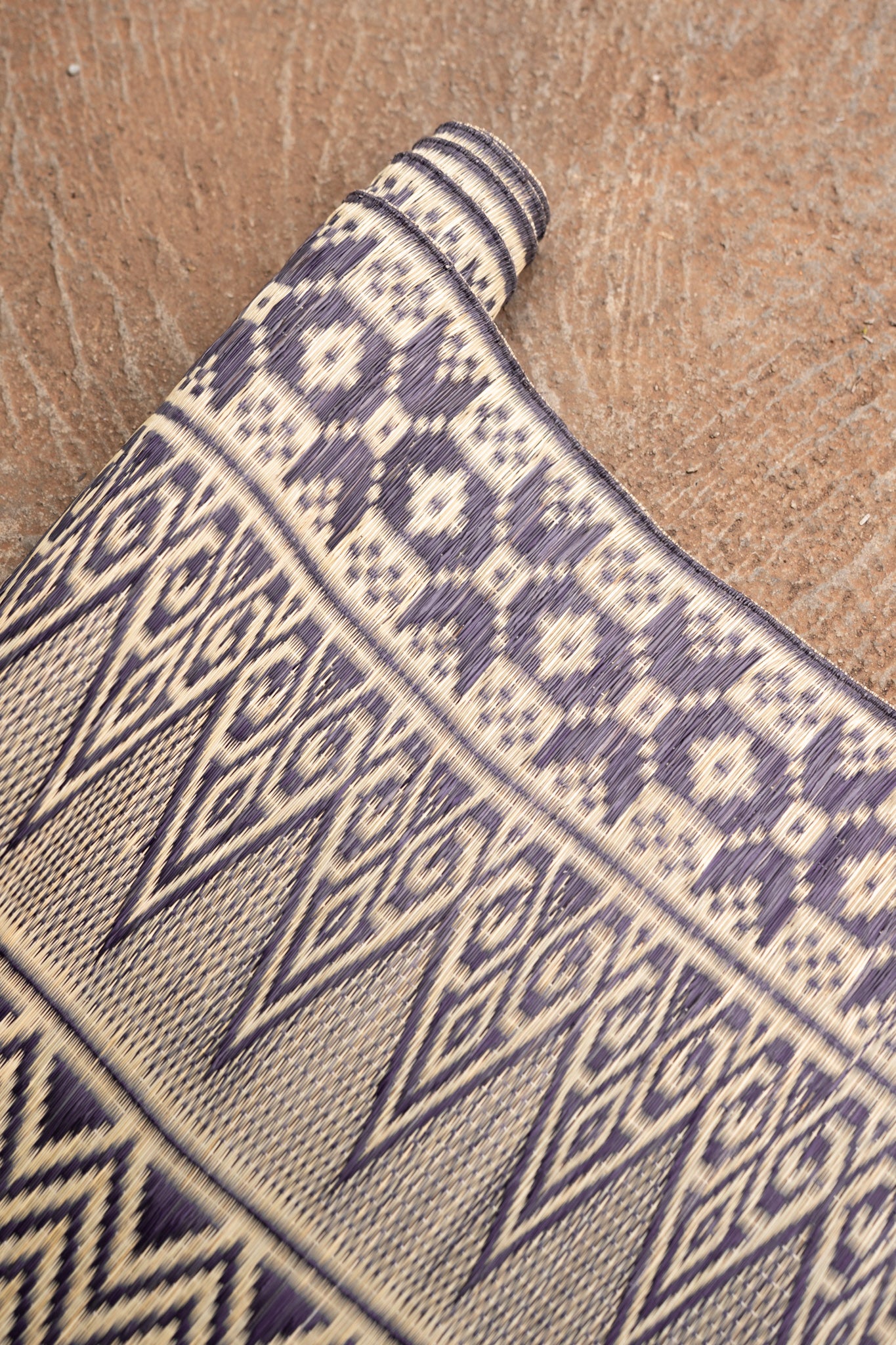 Damini Fine Floor Mat Ink Blue with Natural