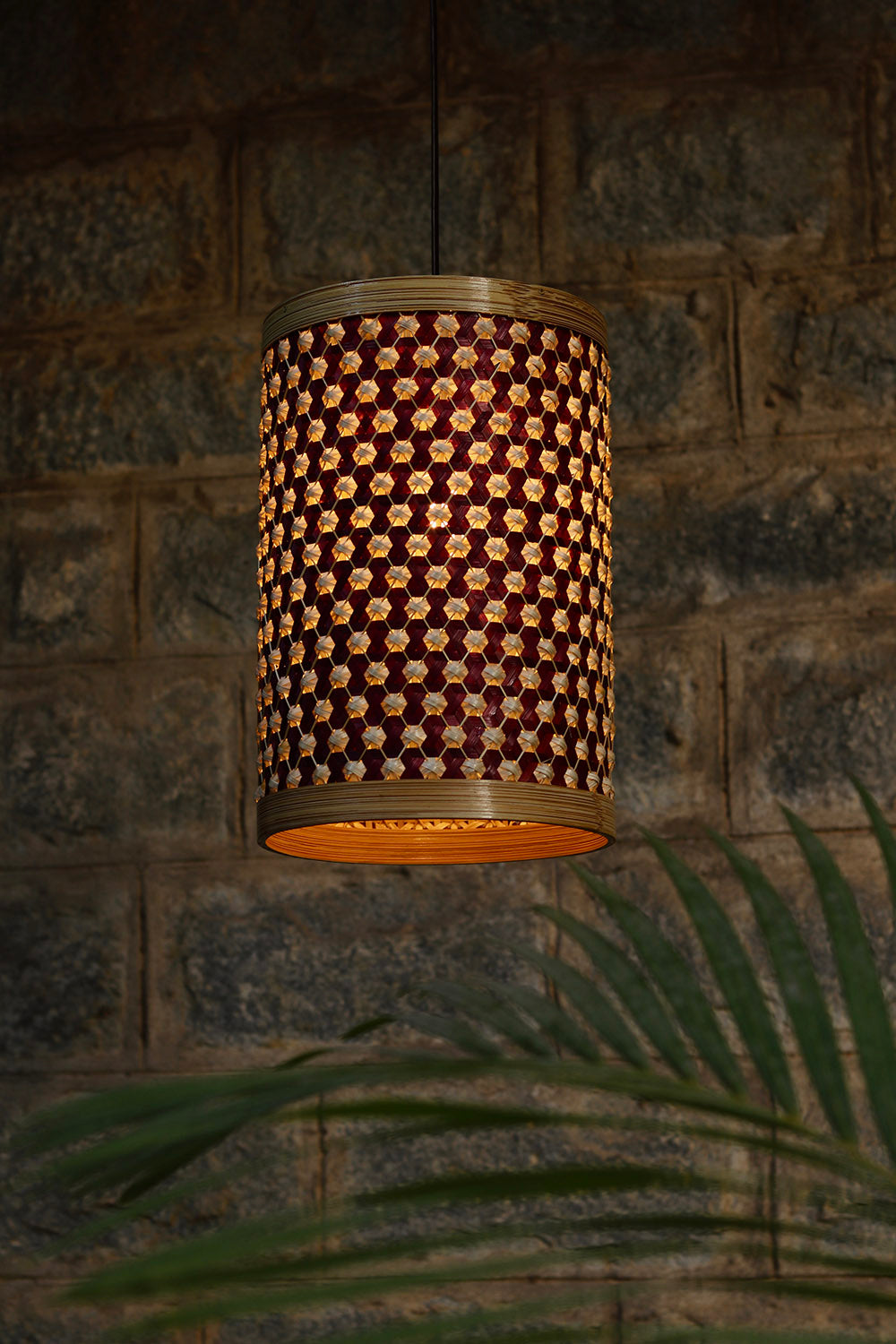 Irene Bamboo Lampshade Maroon