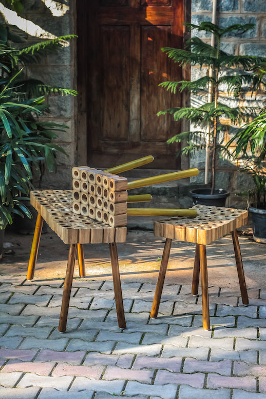 BeeHive Stool (Walnut) - Two Seater