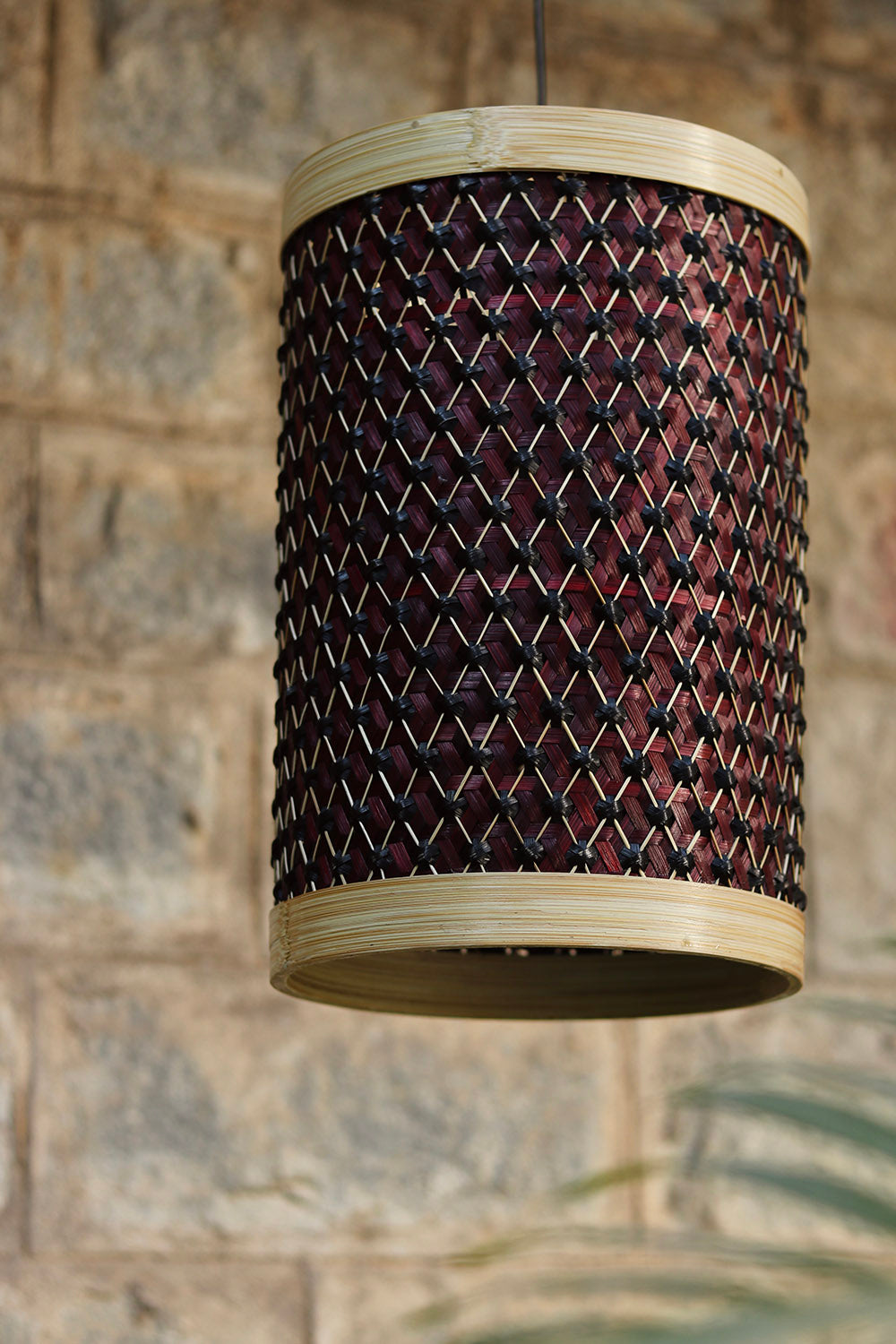 Eleanor Bamboo Pineapple Lampshade Maroon-Black