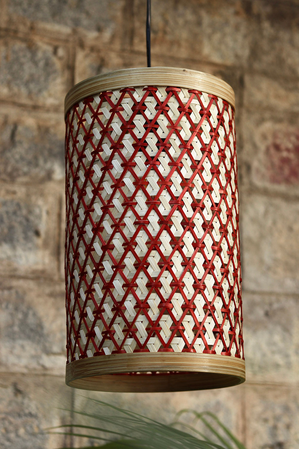 Vrinda Bamboo Lampshade Red