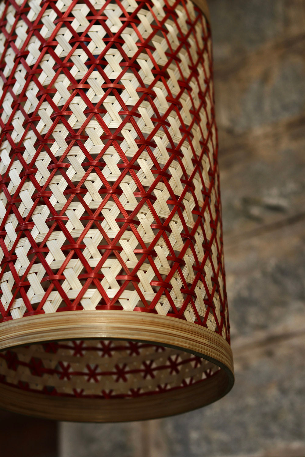 Vrinda Bamboo Lampshade Red