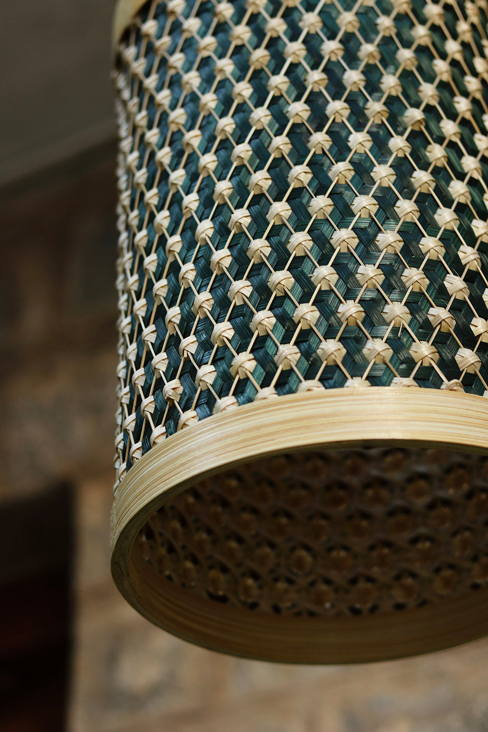 Isabella Bamboo Pineapple Lampshade Green