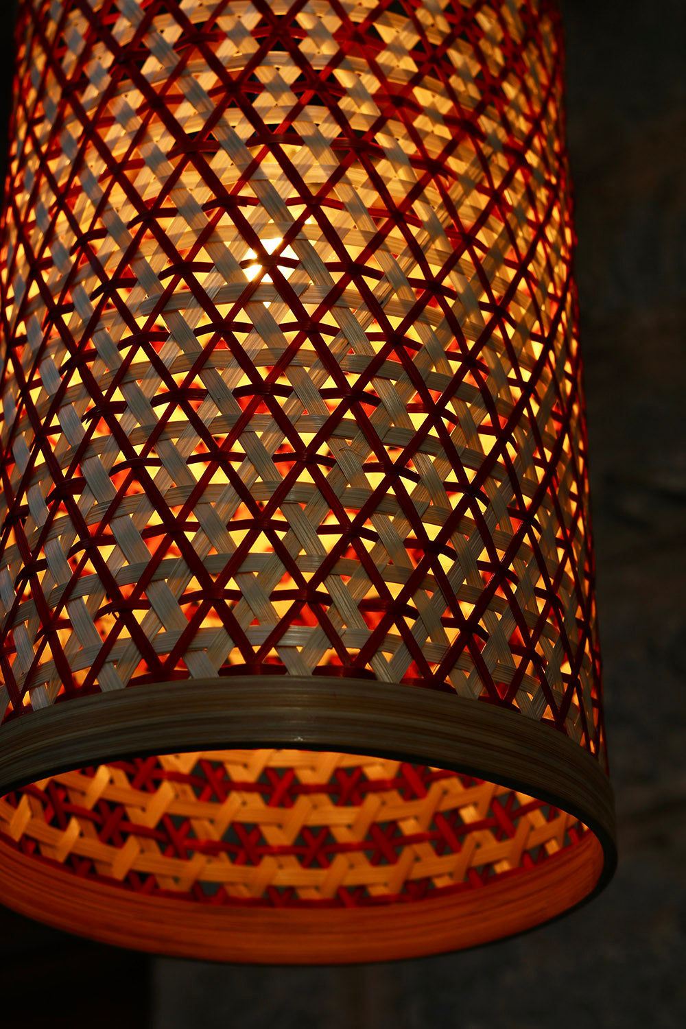 Vrinda Bamboo Lampshade Red