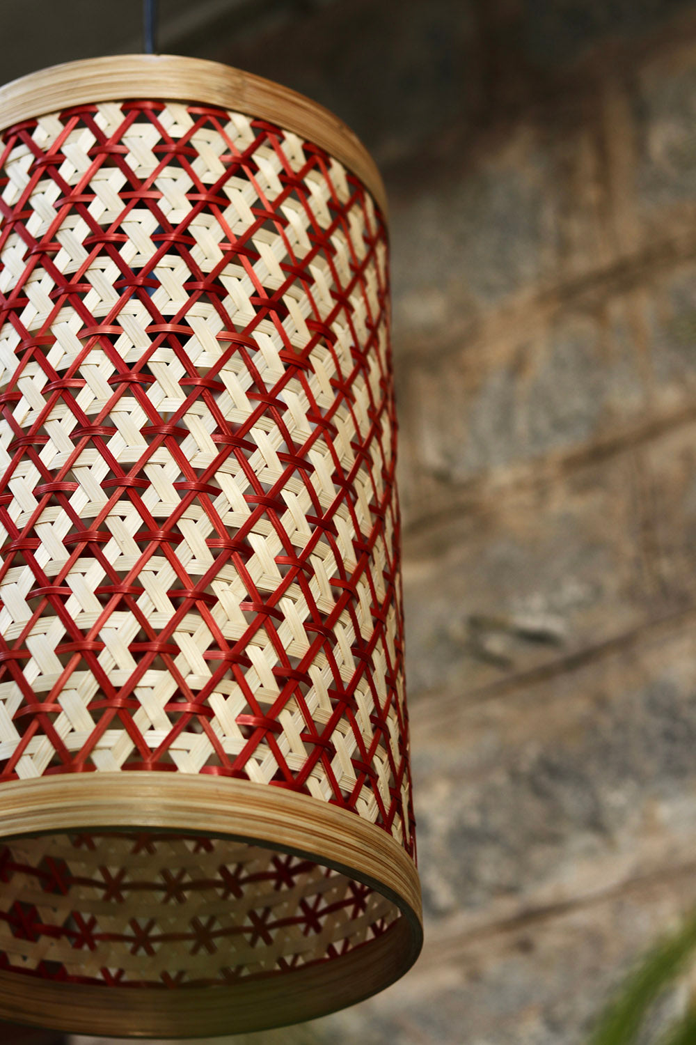 Vrinda Bamboo Lampshade Red