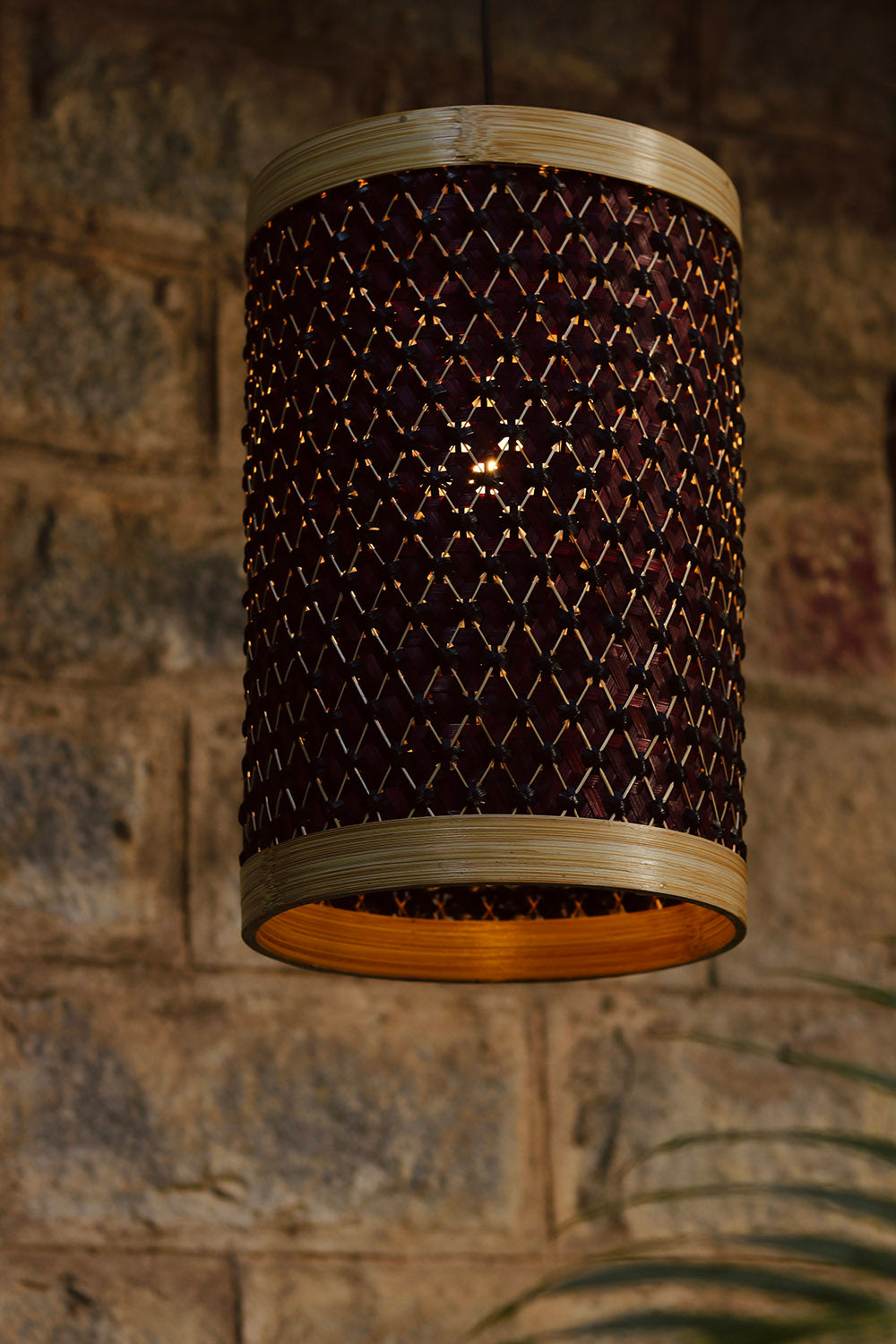 Eleanor Bamboo Pineapple Lampshade Maroon-Black