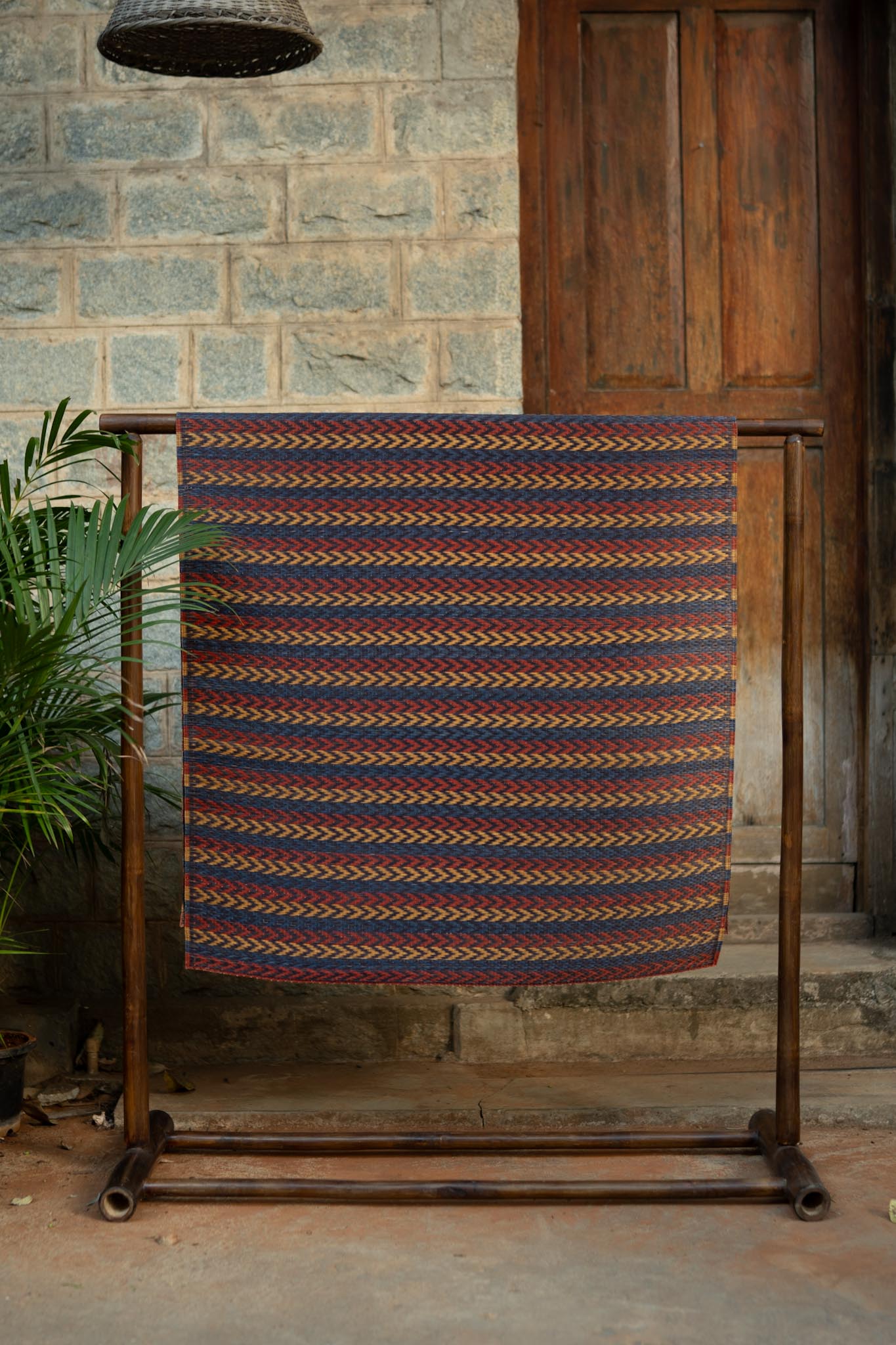 Damini Red Blue Natural Floor Mat