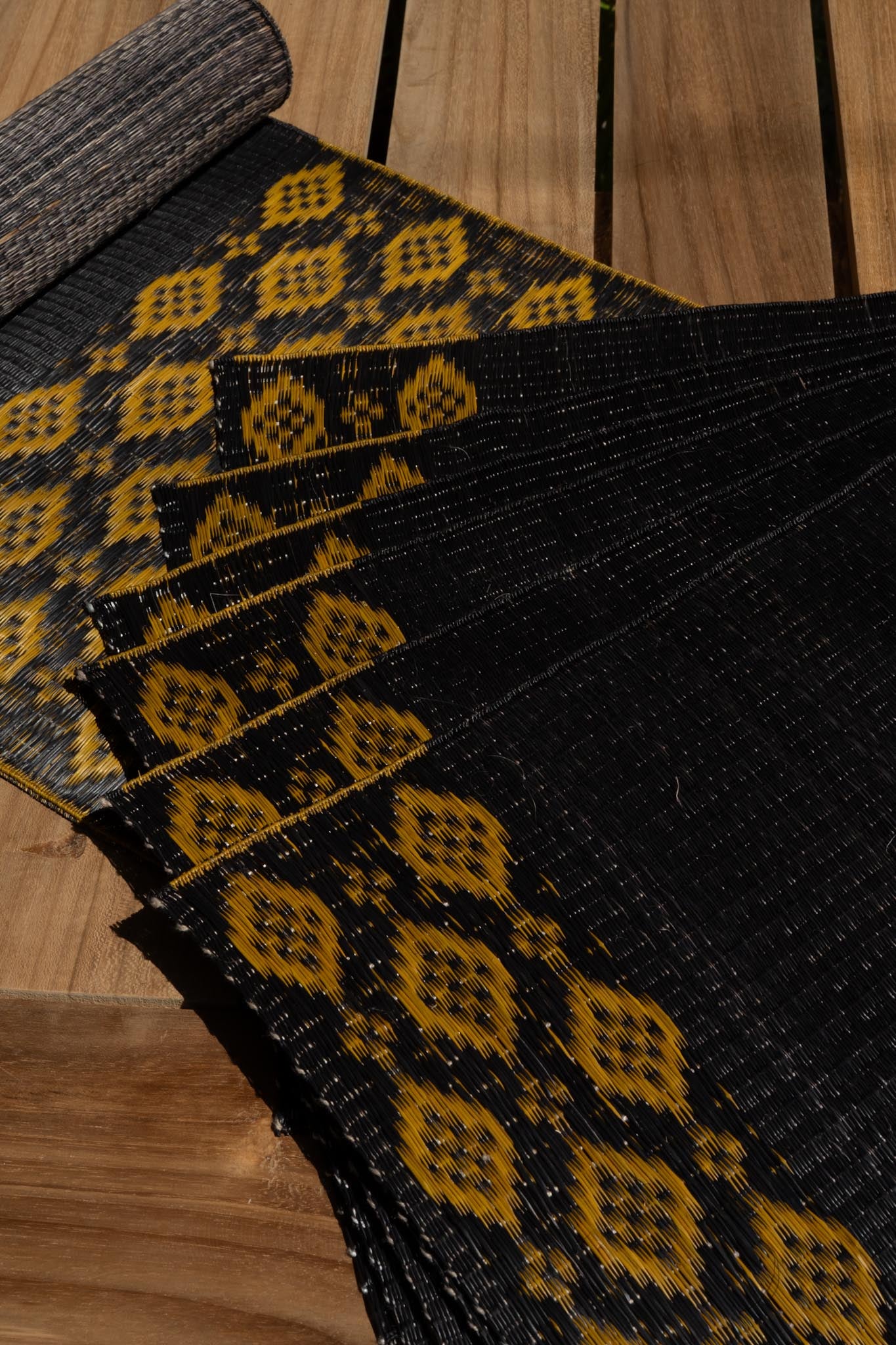 Damini Table Runner Black with Yellow