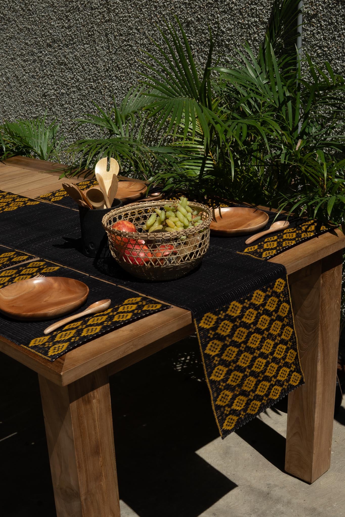 Damini Table Runner Black with Yellow