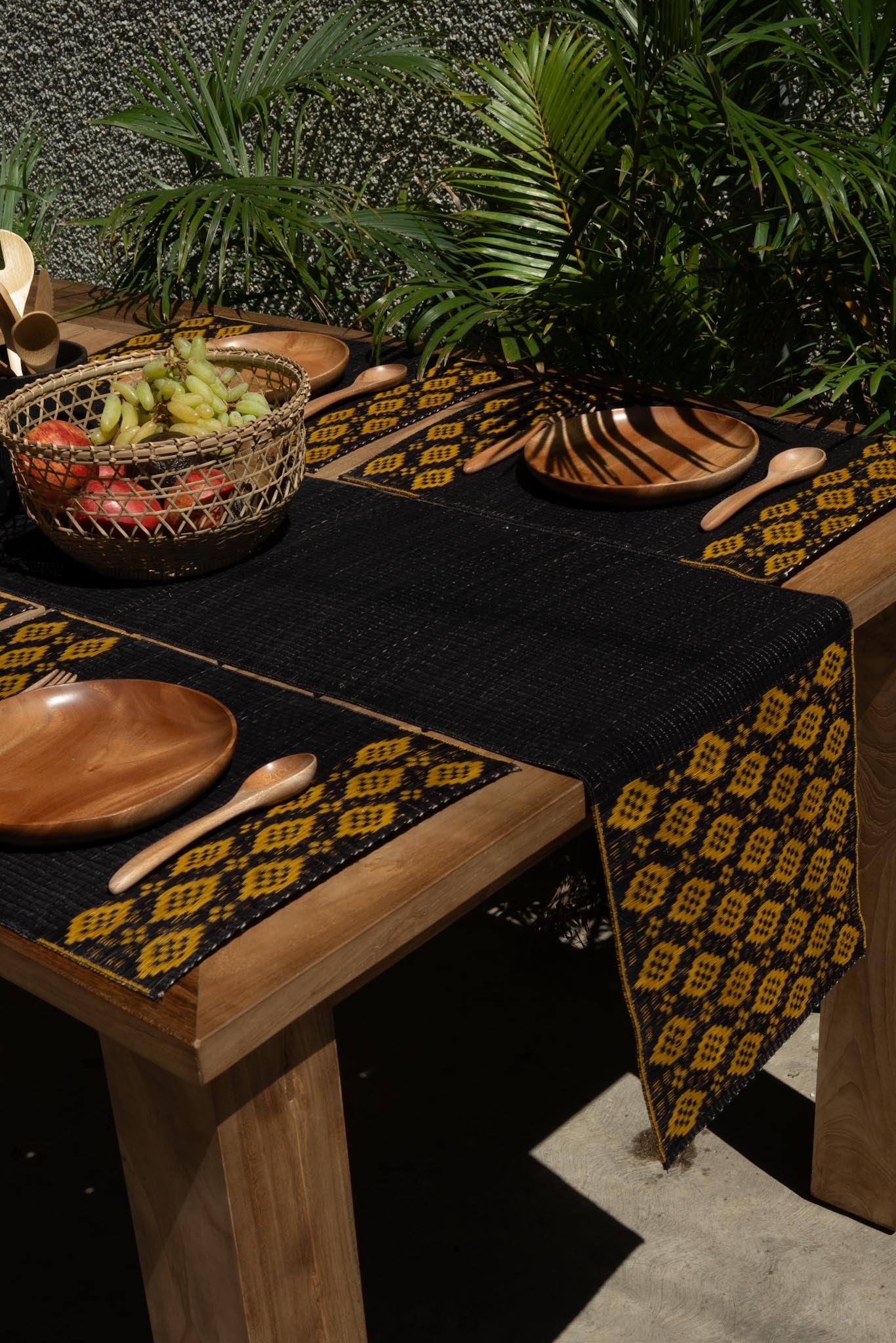 Damini Table Runner Black with Yellow