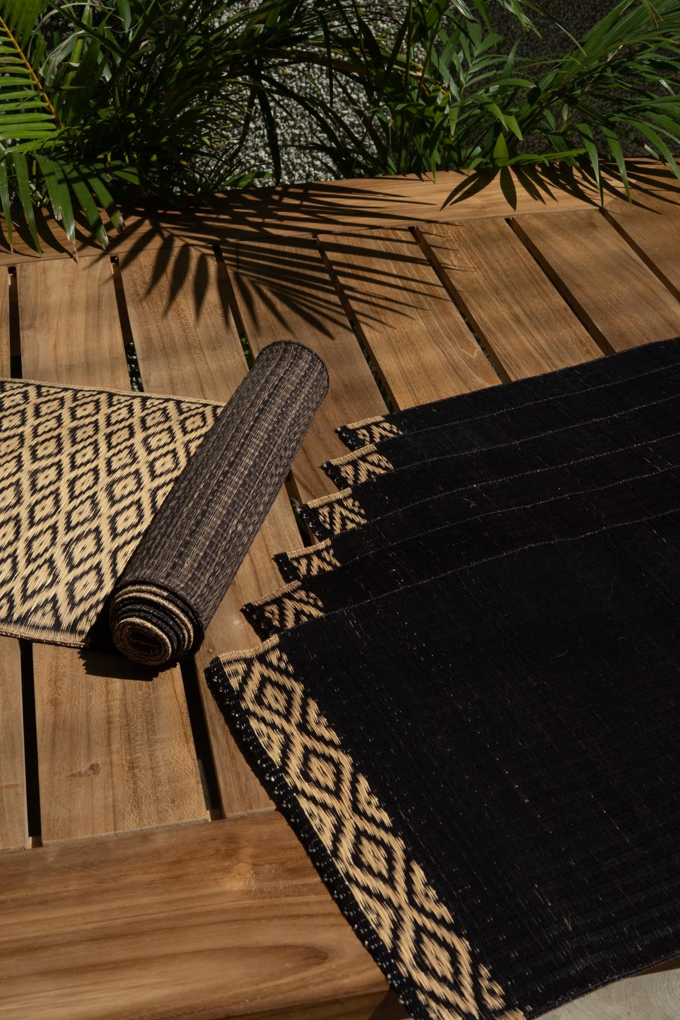 Damini Table Runner Charcoal with Diamond Weave