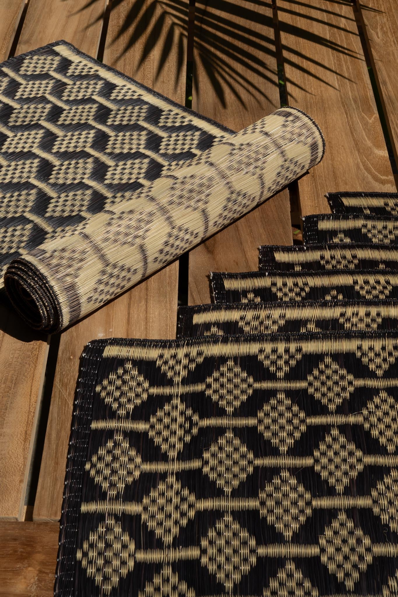 Damini Table Runner Charcoal with Tree weave