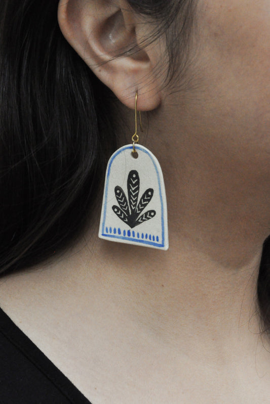 Earring Blue Fern - L
