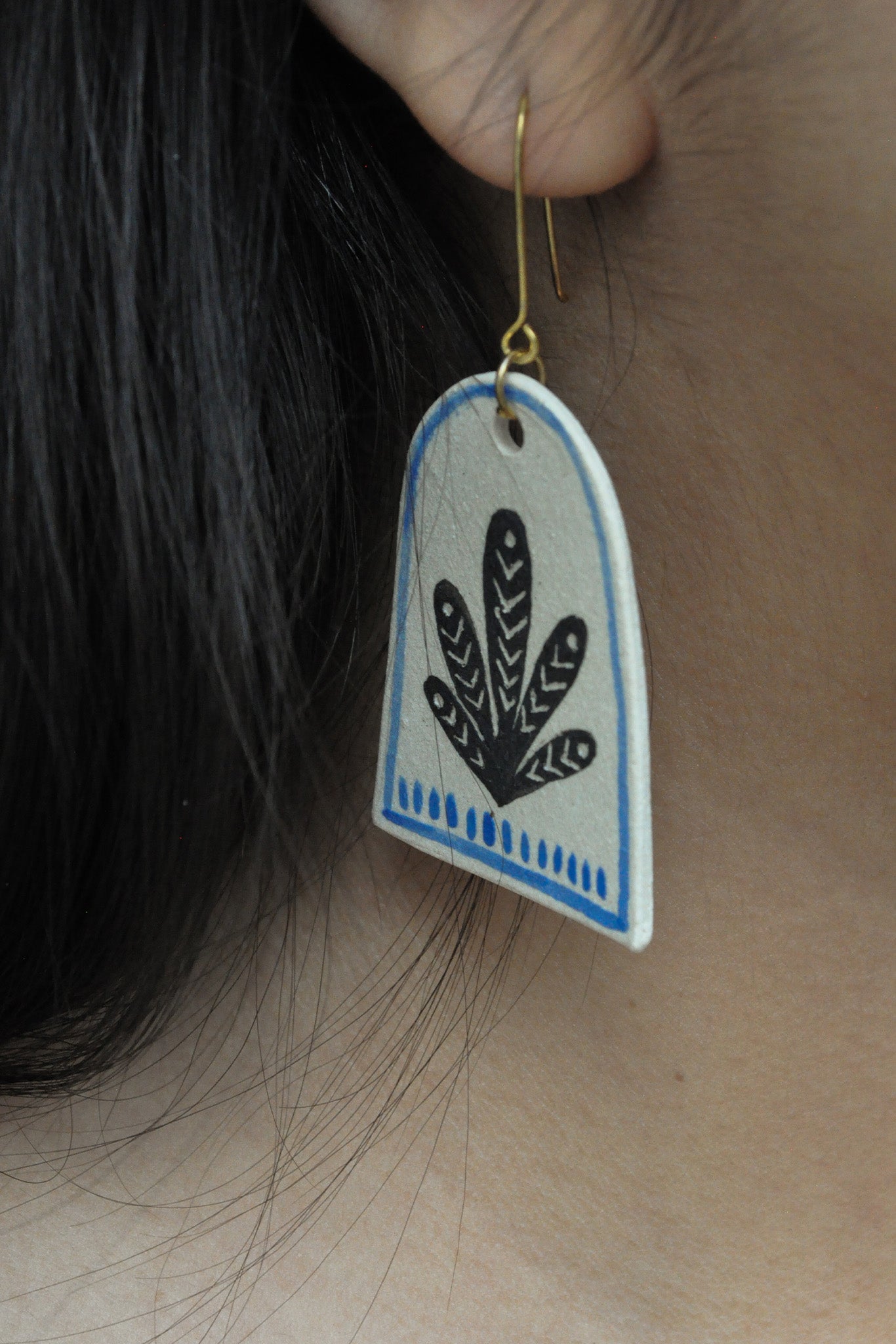 Earring Blue Fern - L
