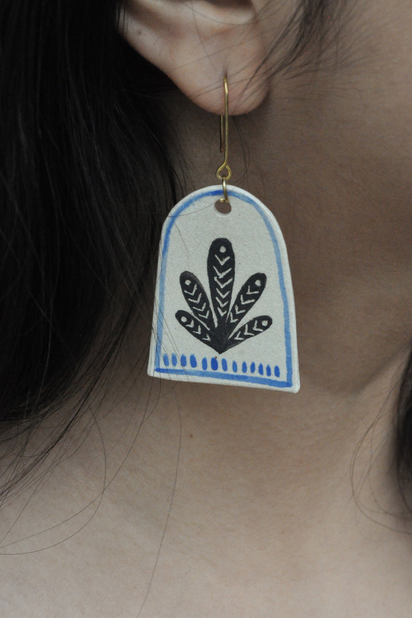 Earring Blue Fern - L