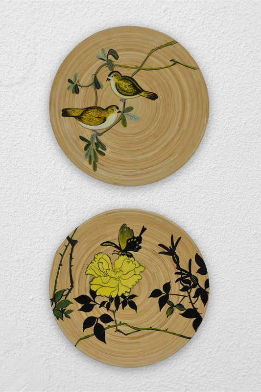 Hand-Painted Spun Bamboo Wall Plates M