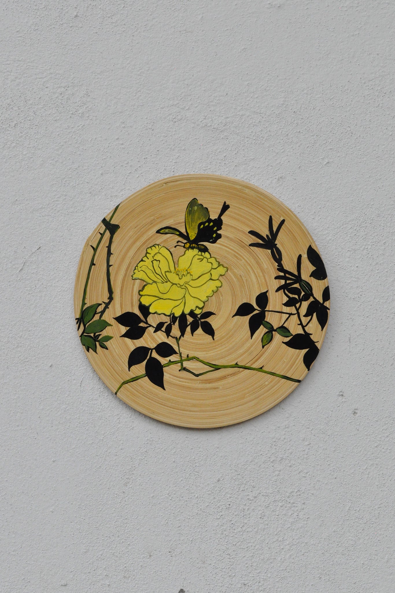 Hand-Painted Spun Bamboo Wall Plates M