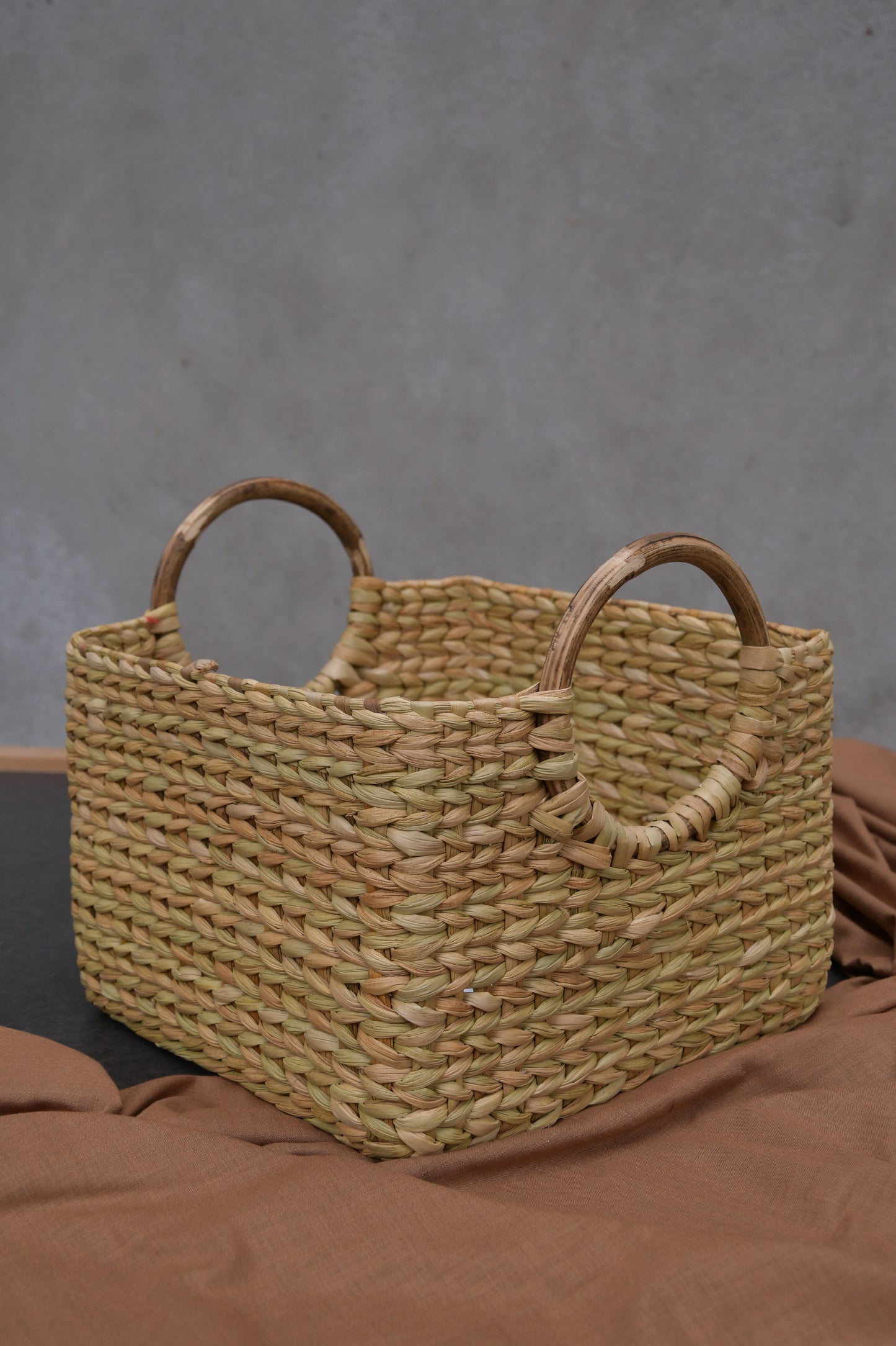 Kouna basket with cane handle (set of 3)