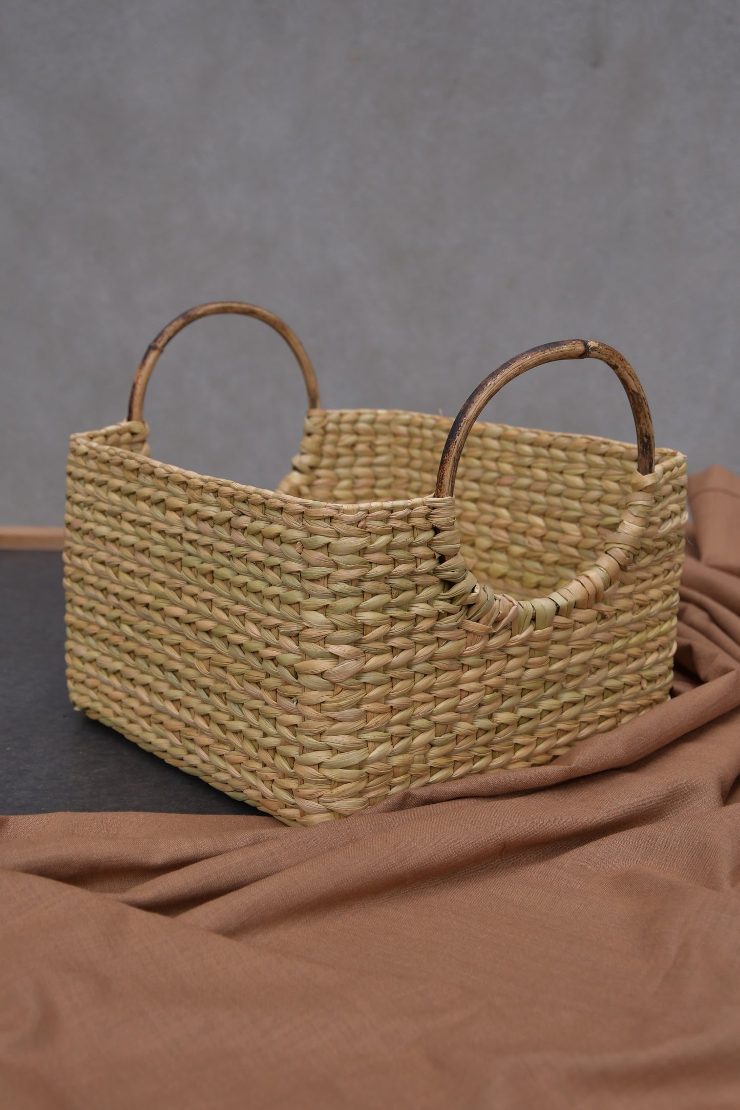 Kouna basket with cane handle (set of 3)