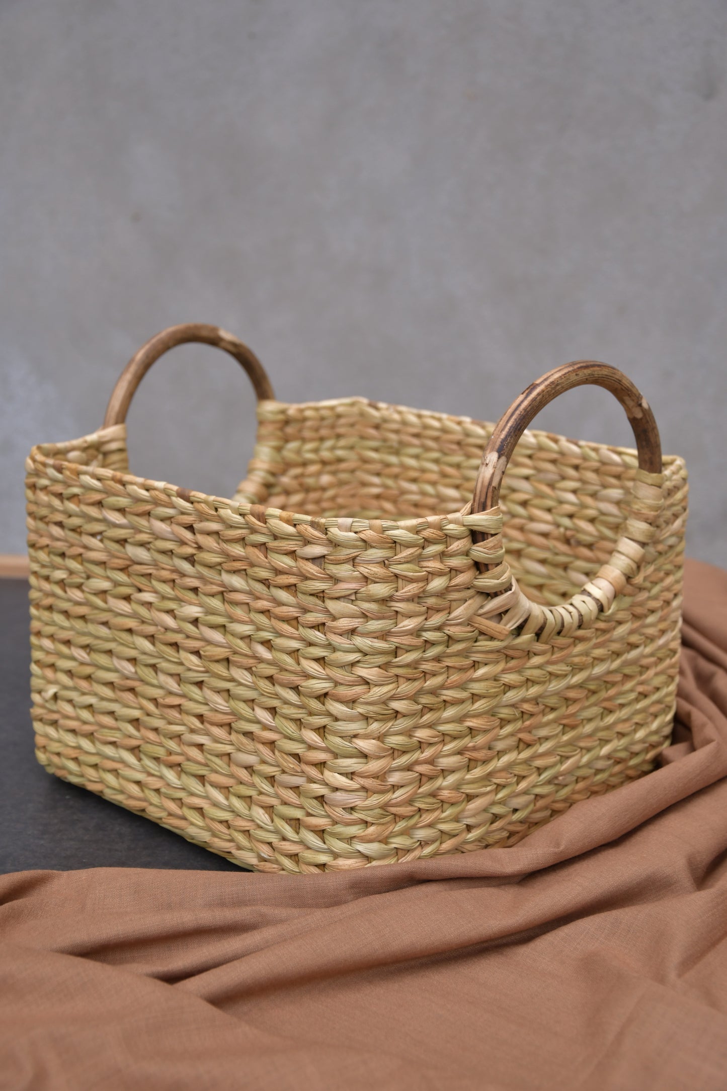 Kouna basket with cane handle (set of 3)