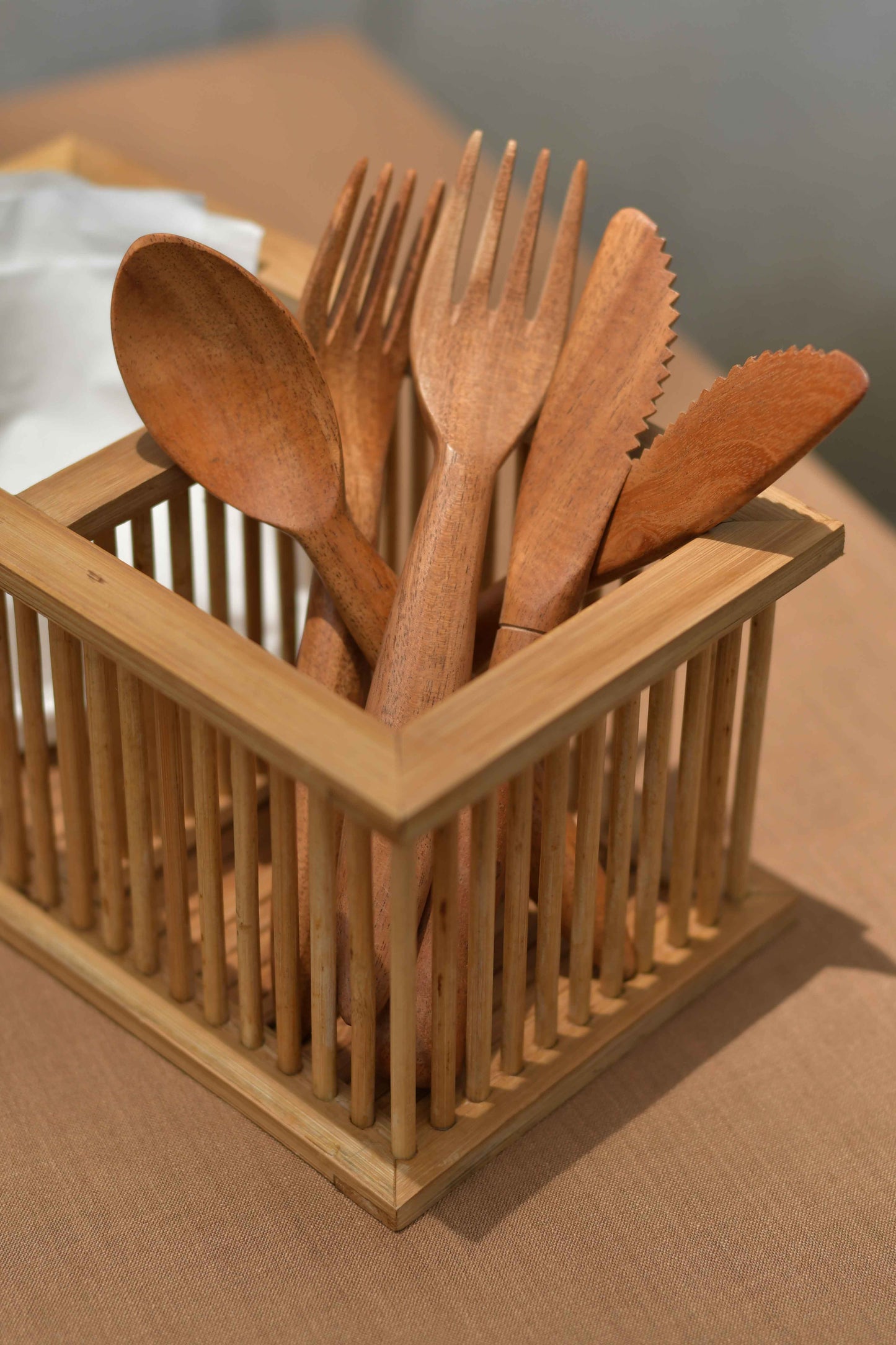 Anoop Bamboo Cutlery Holder