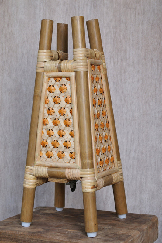 Golden Woods Bamboo Table Lamp - Mini Orange
