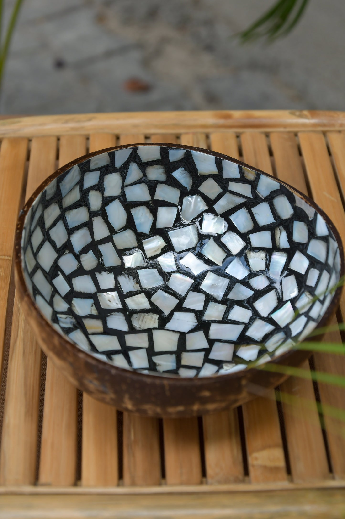 Coconut Bowl - Mother of Pearl - White Mosaic