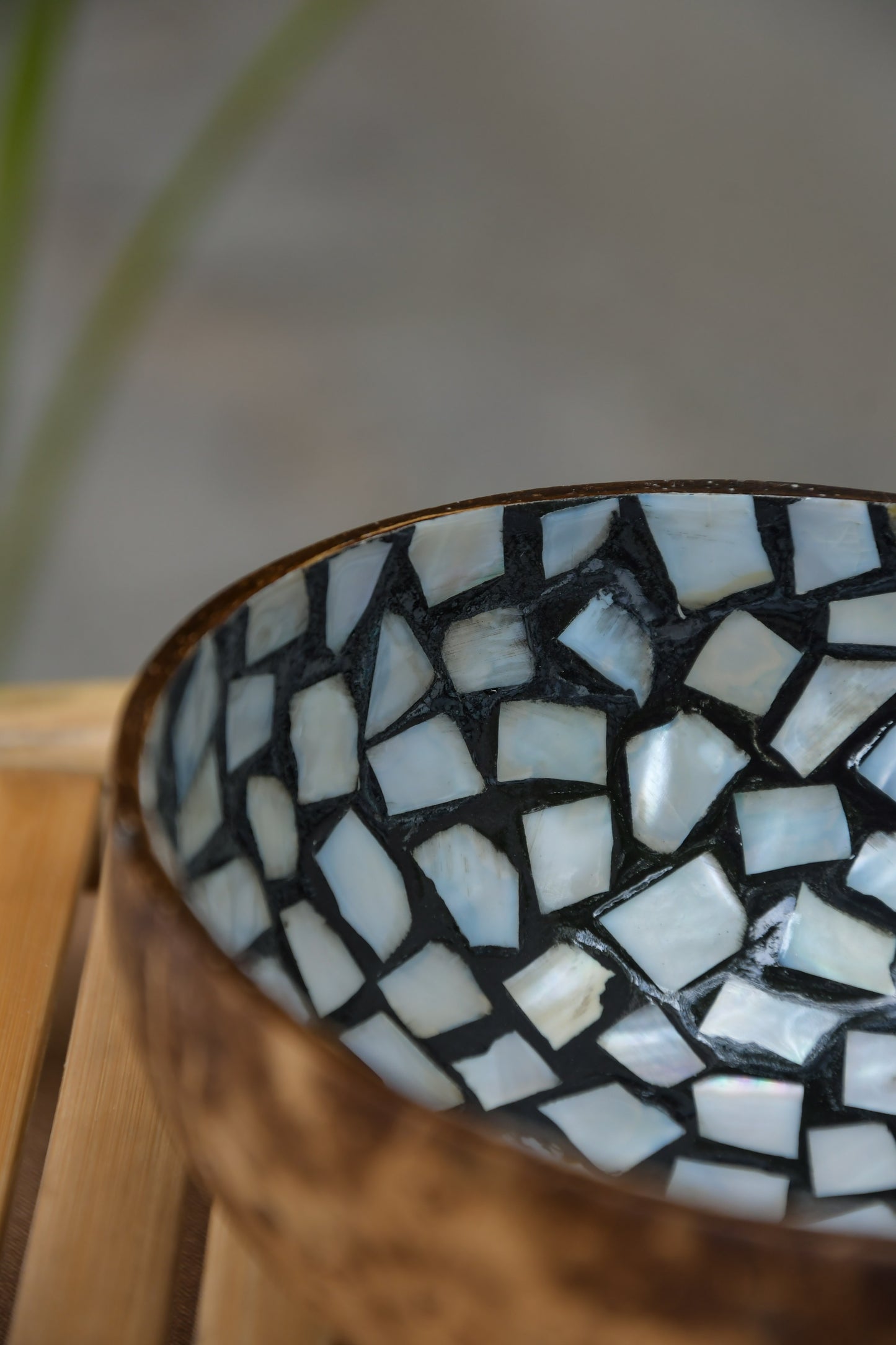 Coconut Bowl - Mother of Pearl - White Mosaic