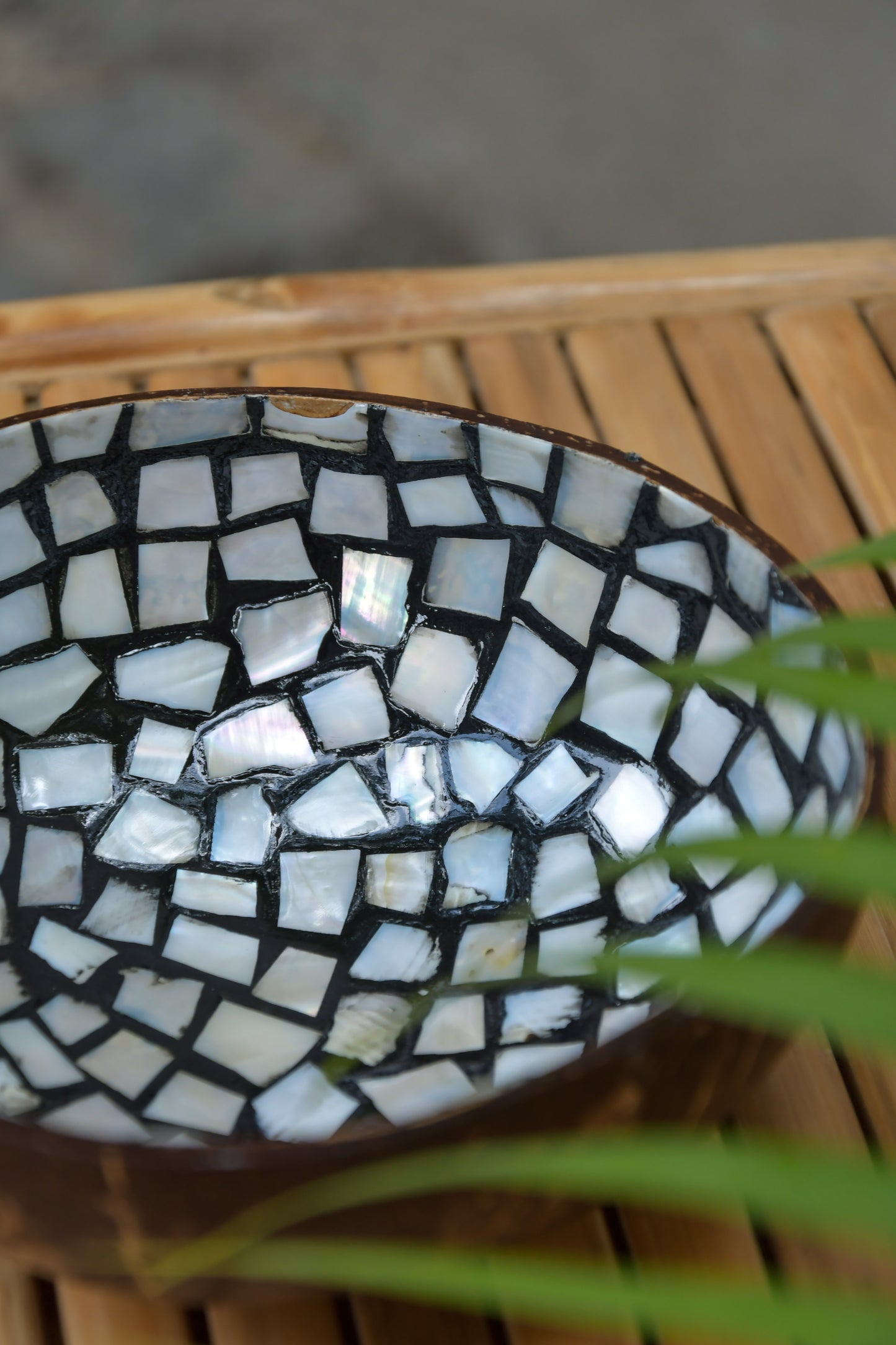 Coconut Bowl - Mother of Pearl - White Mosaic