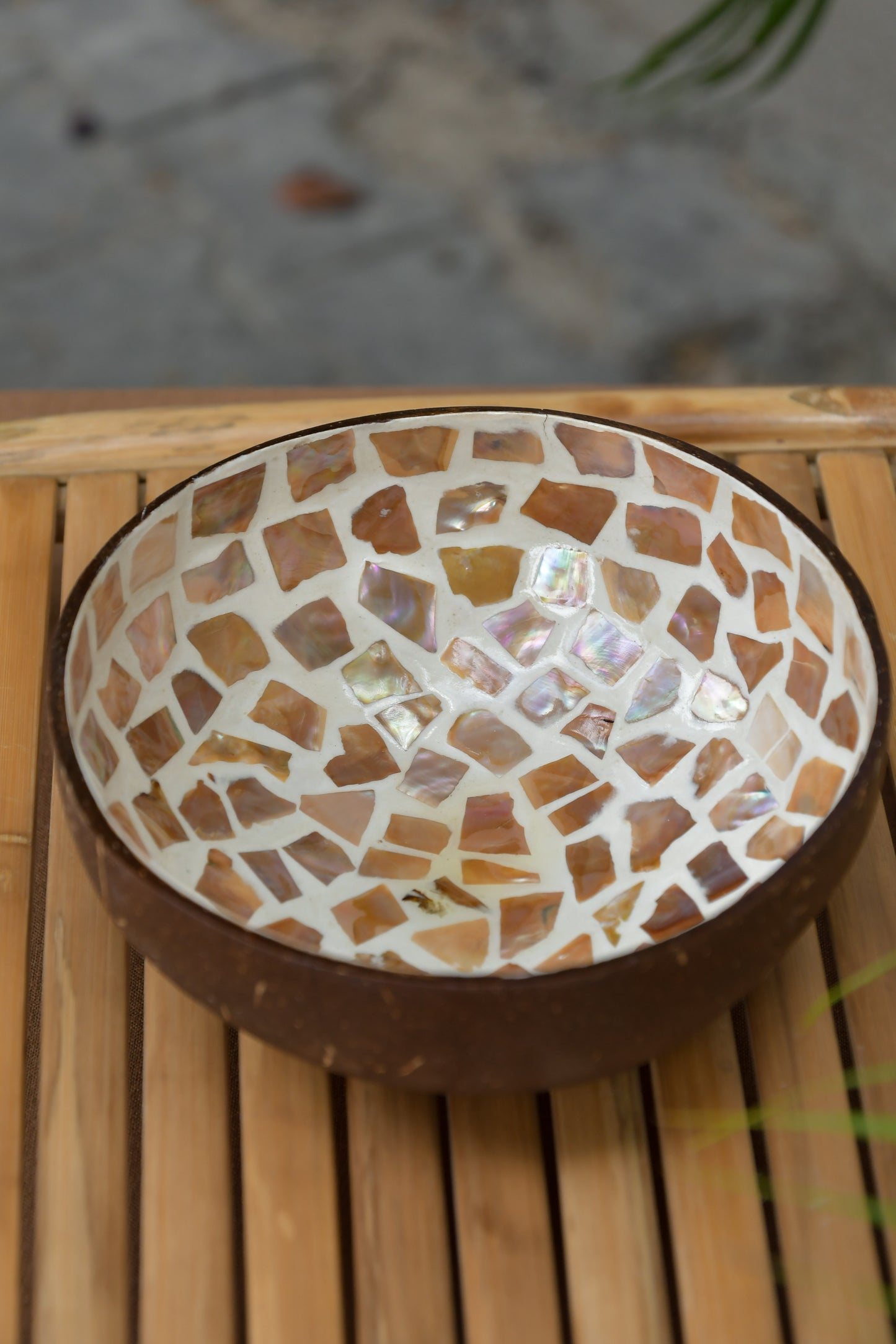 Coconut Bowl - Mother of Pearl - Peach Mosaic