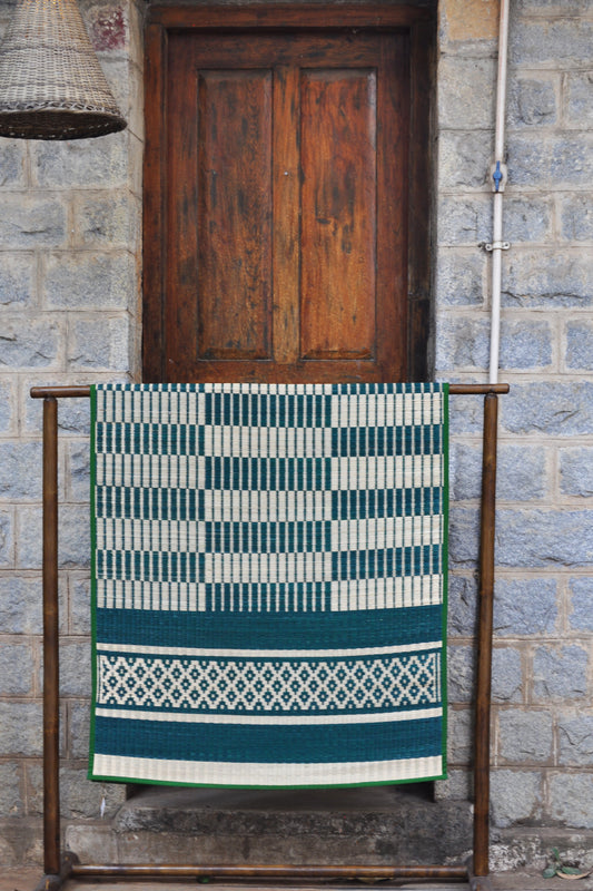 Damini Floor Mat Green & White Check