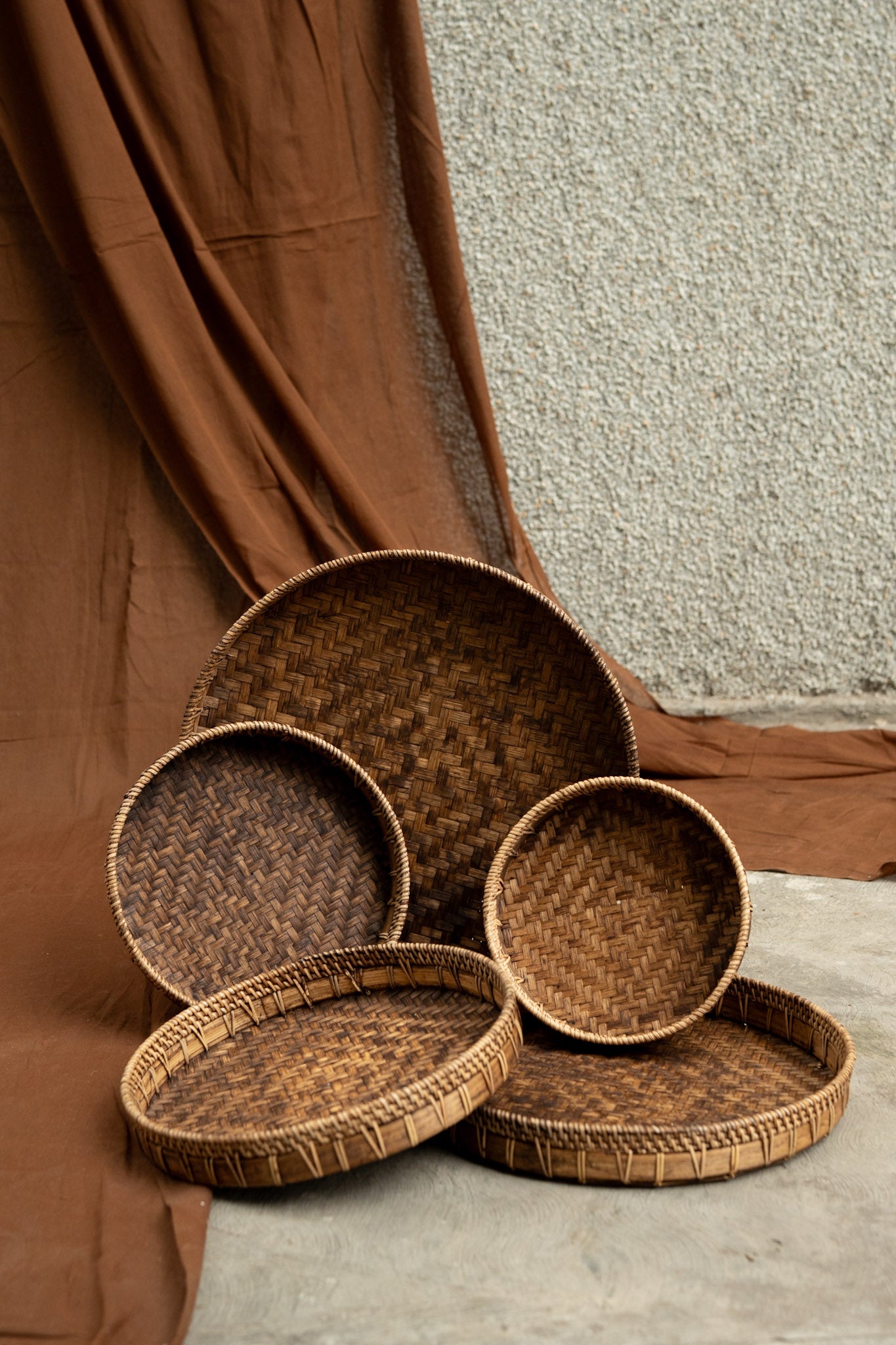 Midori Cane Circle Tray Set
