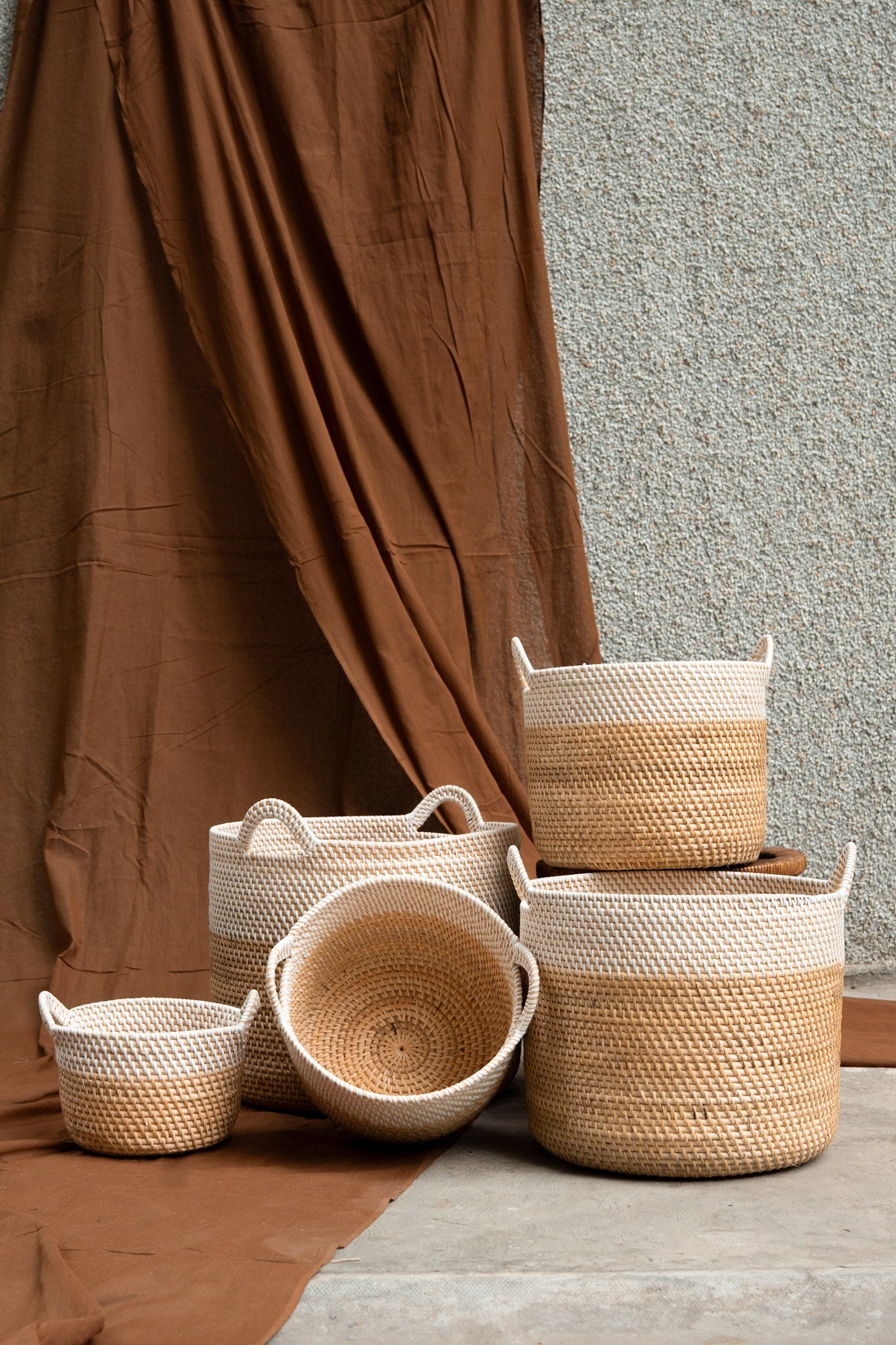 Midori White and Beige Basket