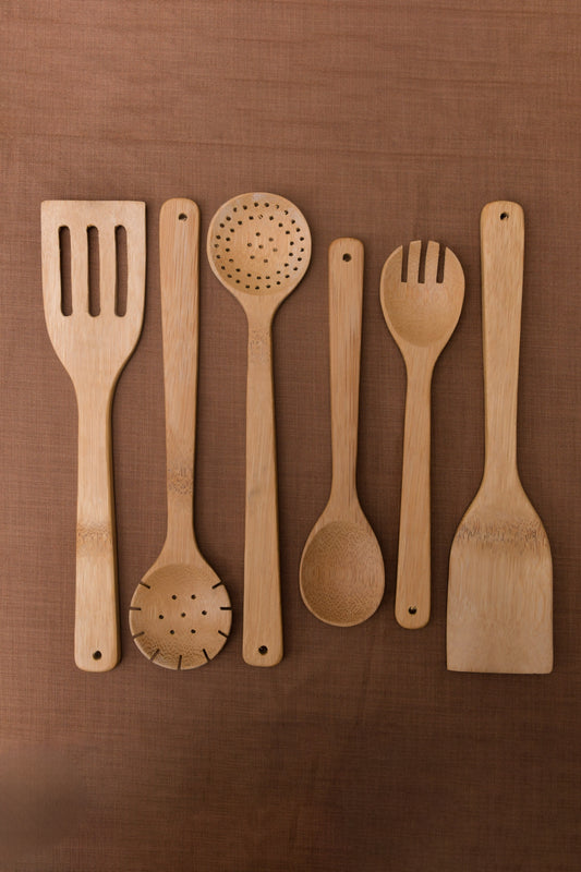 Natural Cutlery Set of 6 in Bamboo