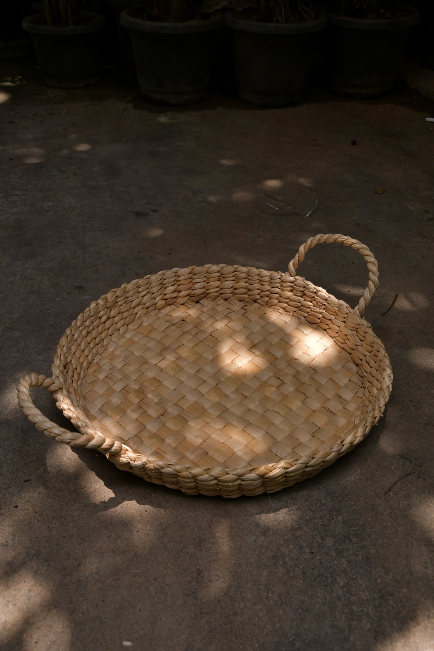 Banana Fibre Chequered Tray with Handle