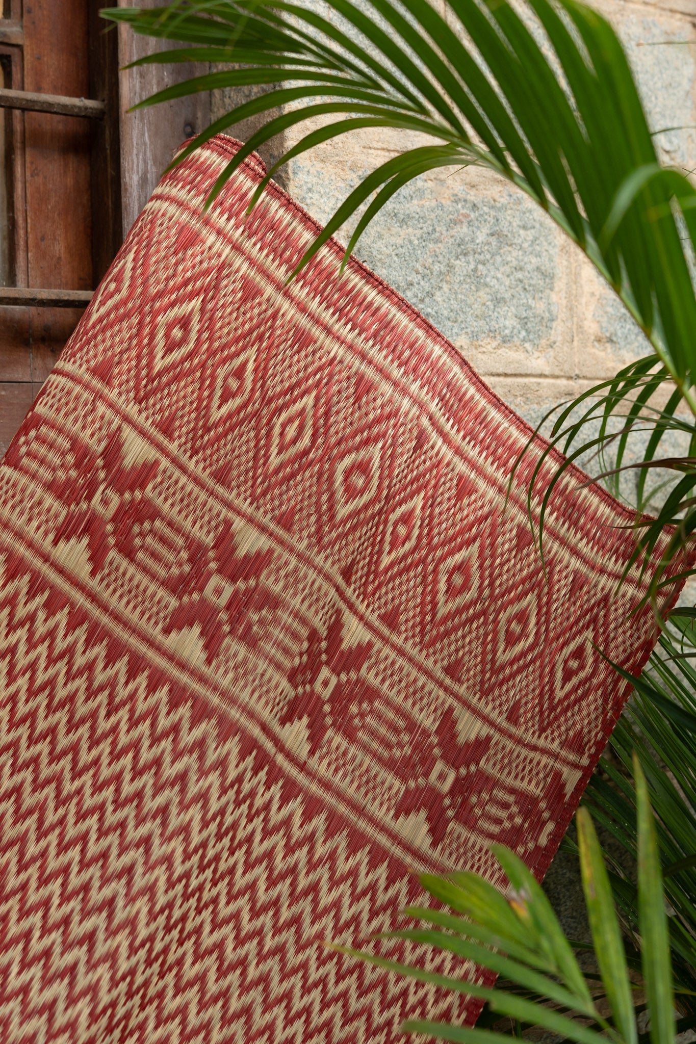 Damini Fine Floor Mat Red with Natural