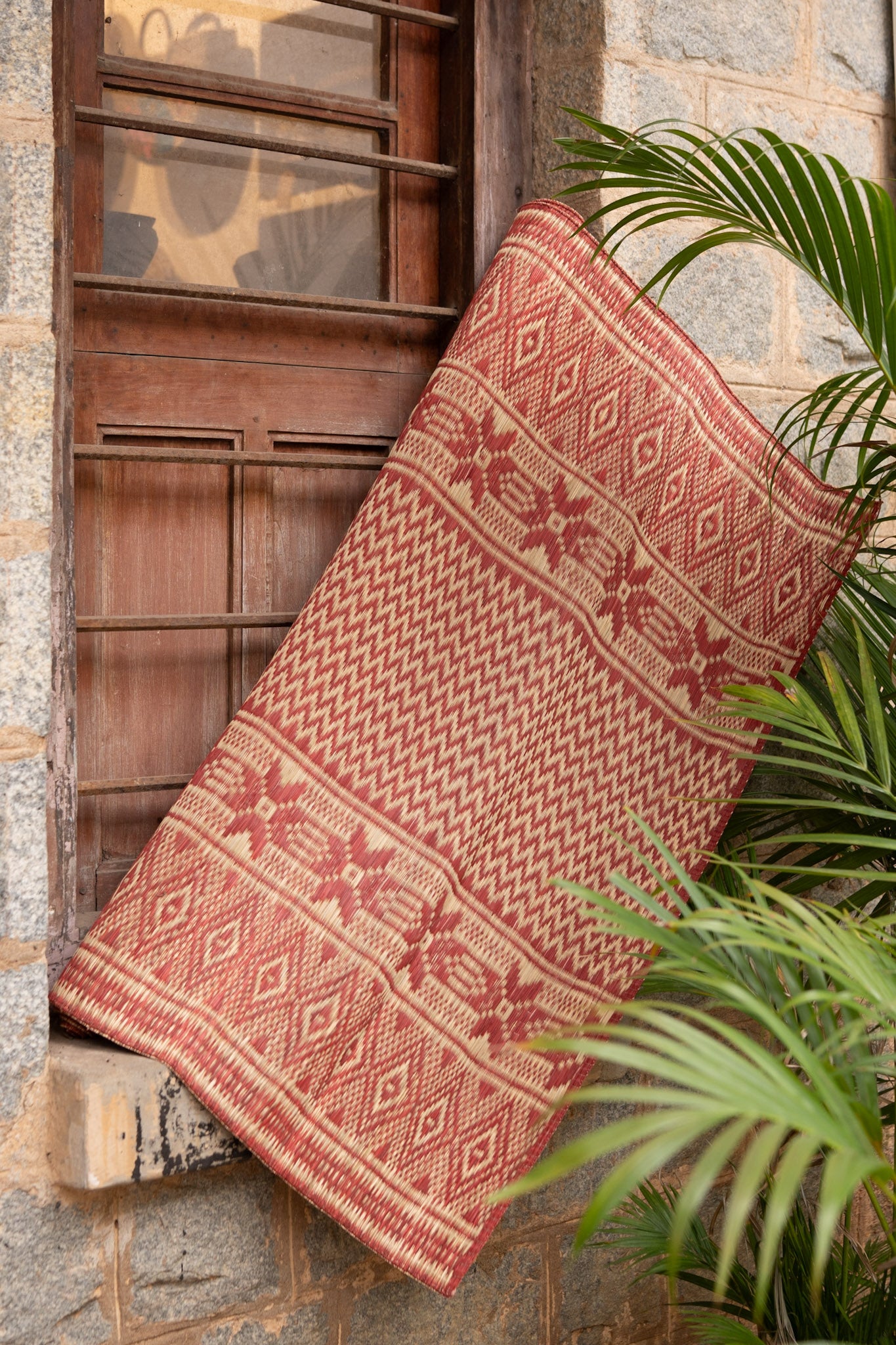 Damini Fine Floor Mat Red with Natural