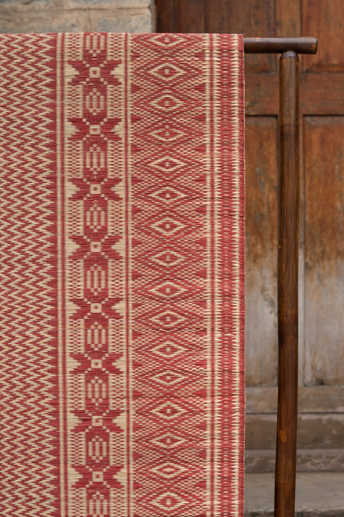 Damini Fine Floor Mat Red with Natural