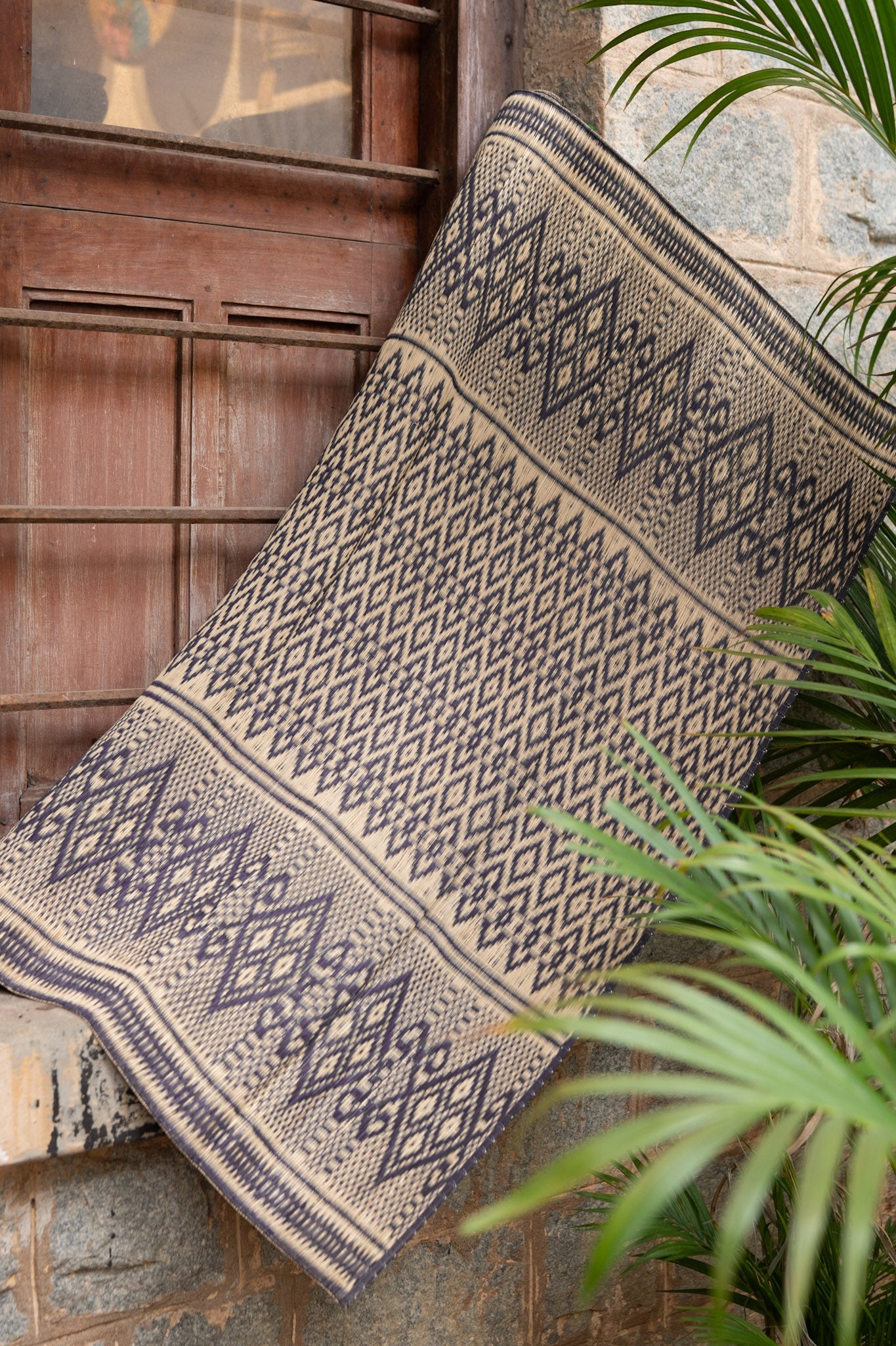 Damini Fine Floor Mat Ink Blue with Natural