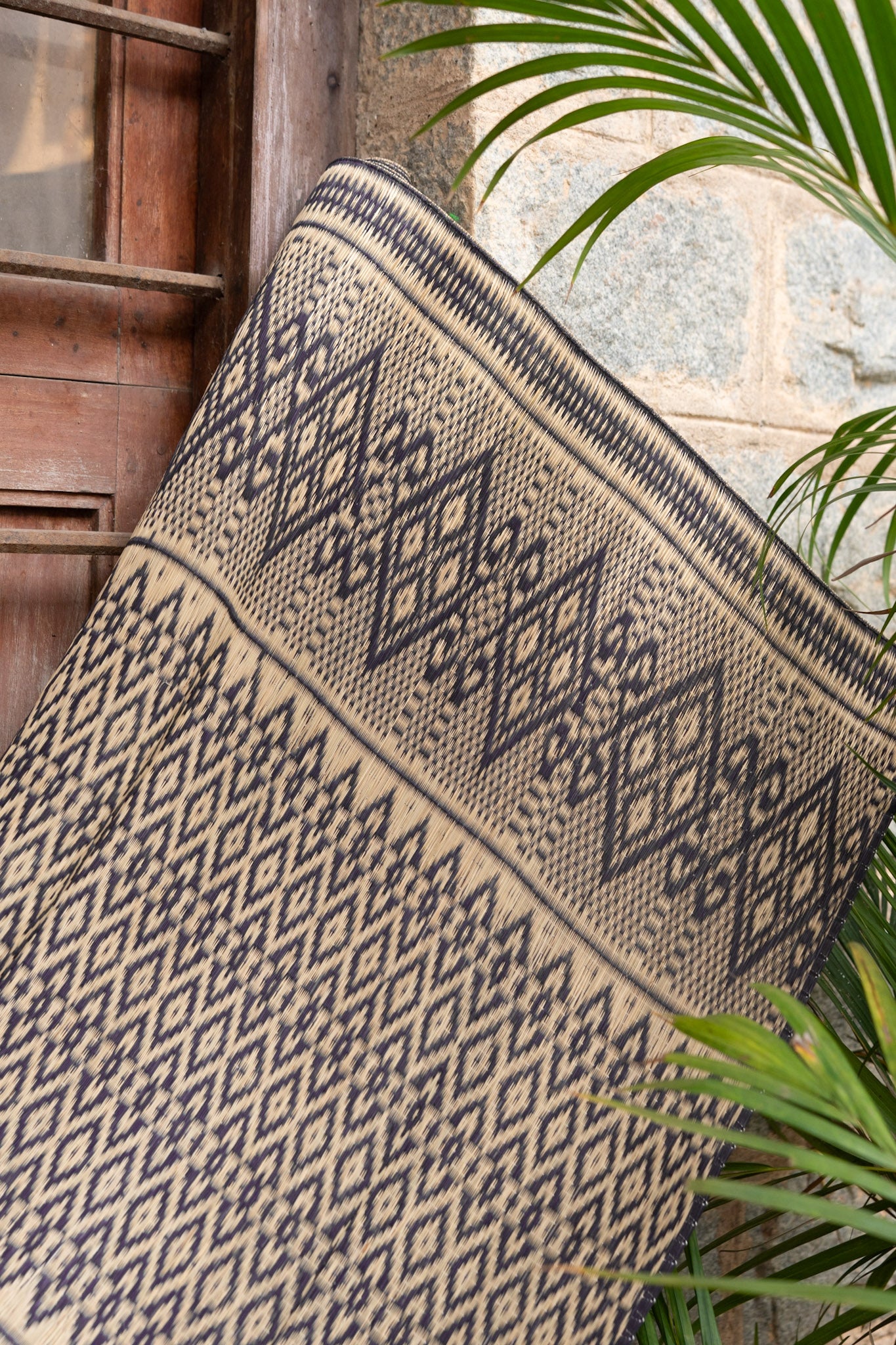 Damini Fine Floor Mat Ink Blue with Natural