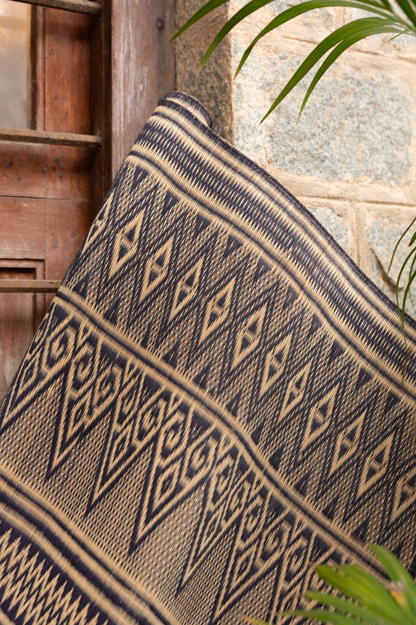 Damini Fine Floor Mat Ink Blue with Natural